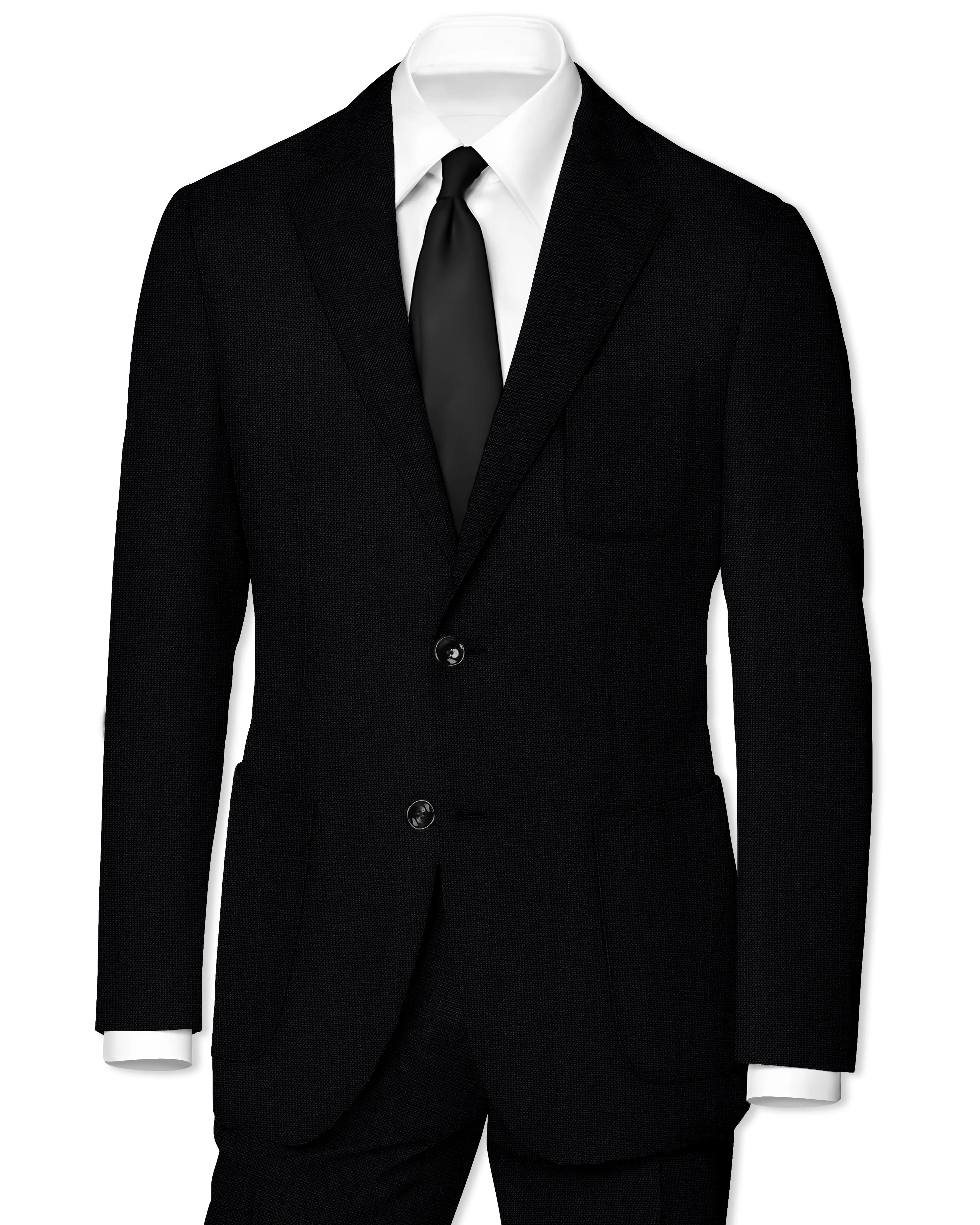 Jet Black Solid Luxurious Linen Sports Suit sold by French Crown