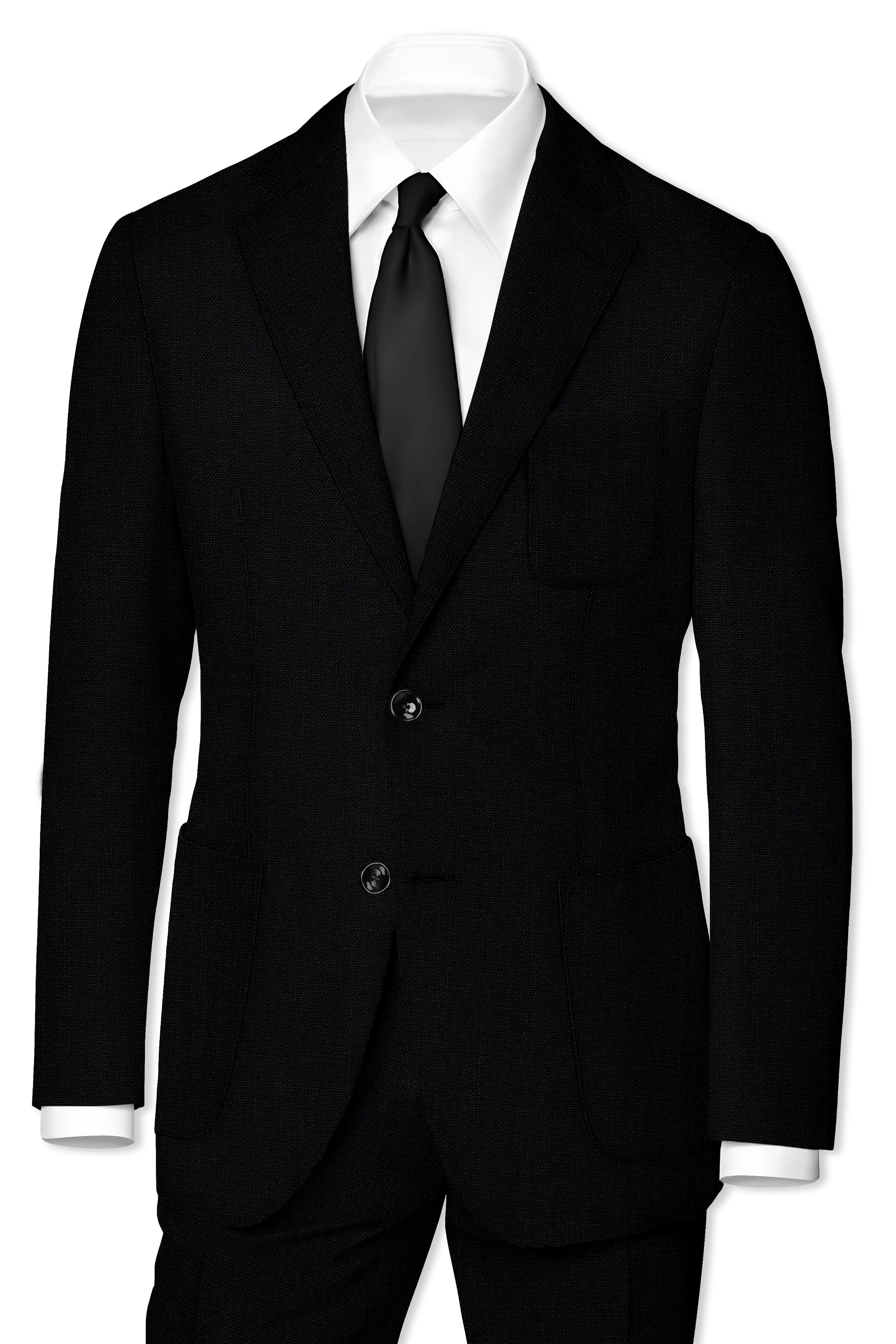 Jet Black Solid Luxurious Linen Sports Suit sold by French Crown product image thumbnail 2