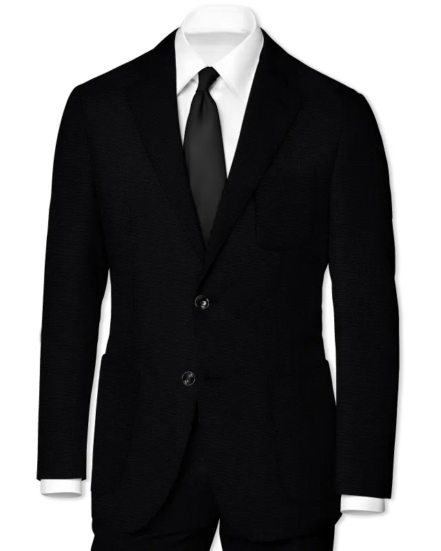 Jet Black Solid Luxurious Linen Sports Blazer sold by French Crown