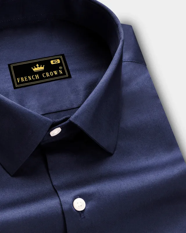 Cerulean-Tealish Blue Solid Subtle Sheen Super Soft Premium Cotton Dress Shirt sold by French Crown