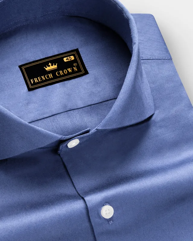 Tidepool-Glaucous Blue Subtle Sheen Super Soft Premium Cotton Cut Away Collar Dress Shirt sold by French Crown