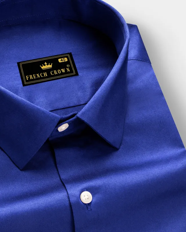 indigo blue-Catalina Solid Subtle Sheen Super Soft Premium Cotton Dress Shirt sold by French Crown