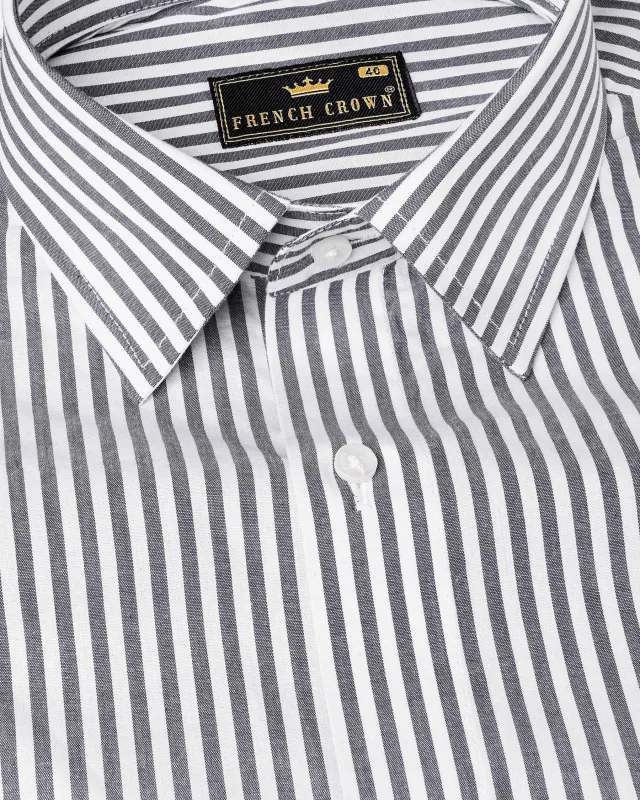 Dolphin Gray and White Striped Premium Cotton Shirt sold by French Crown