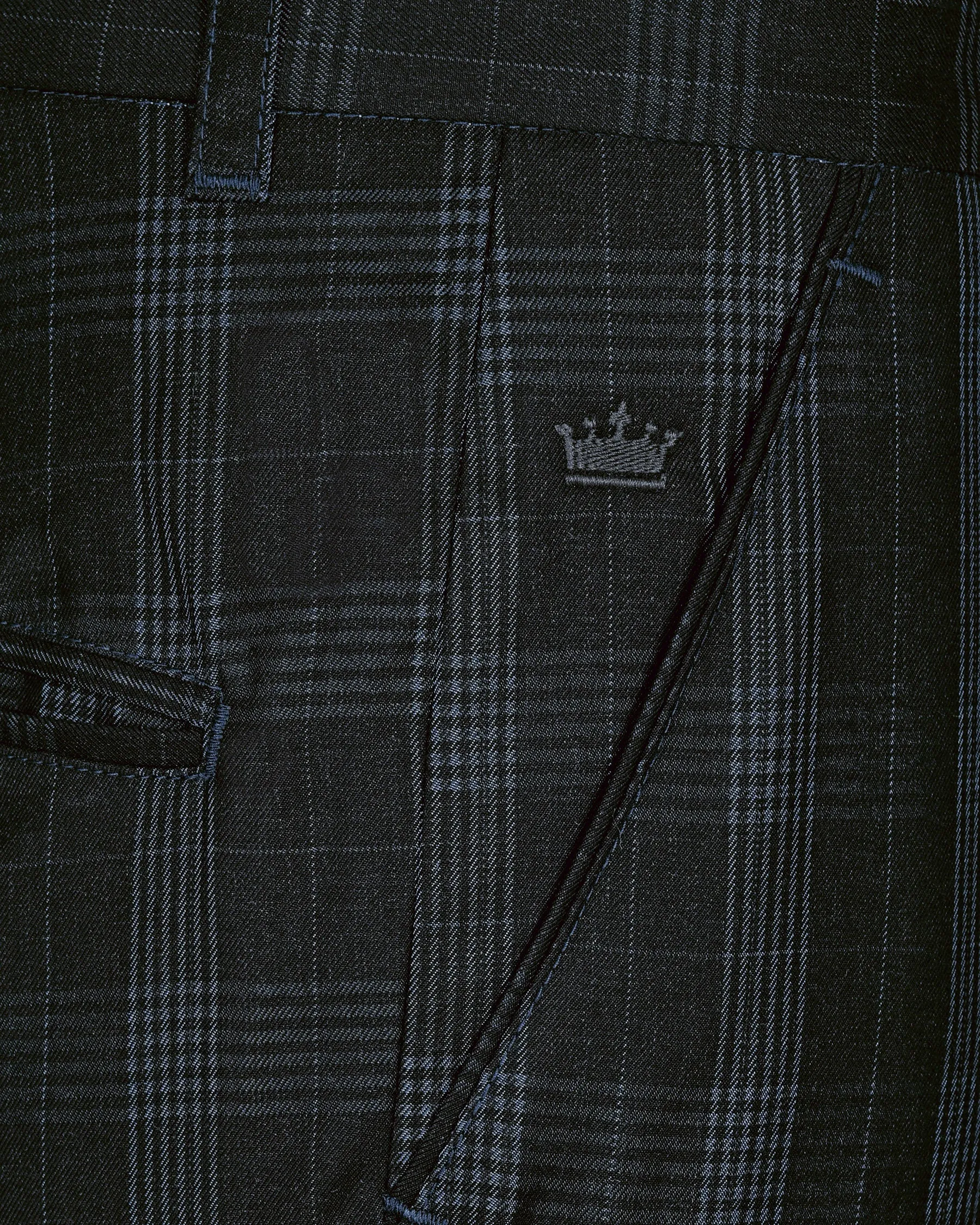 Charcoal Prince of Wales Checked Wool Blend Pant sold by French Crown product image thumbnail 5