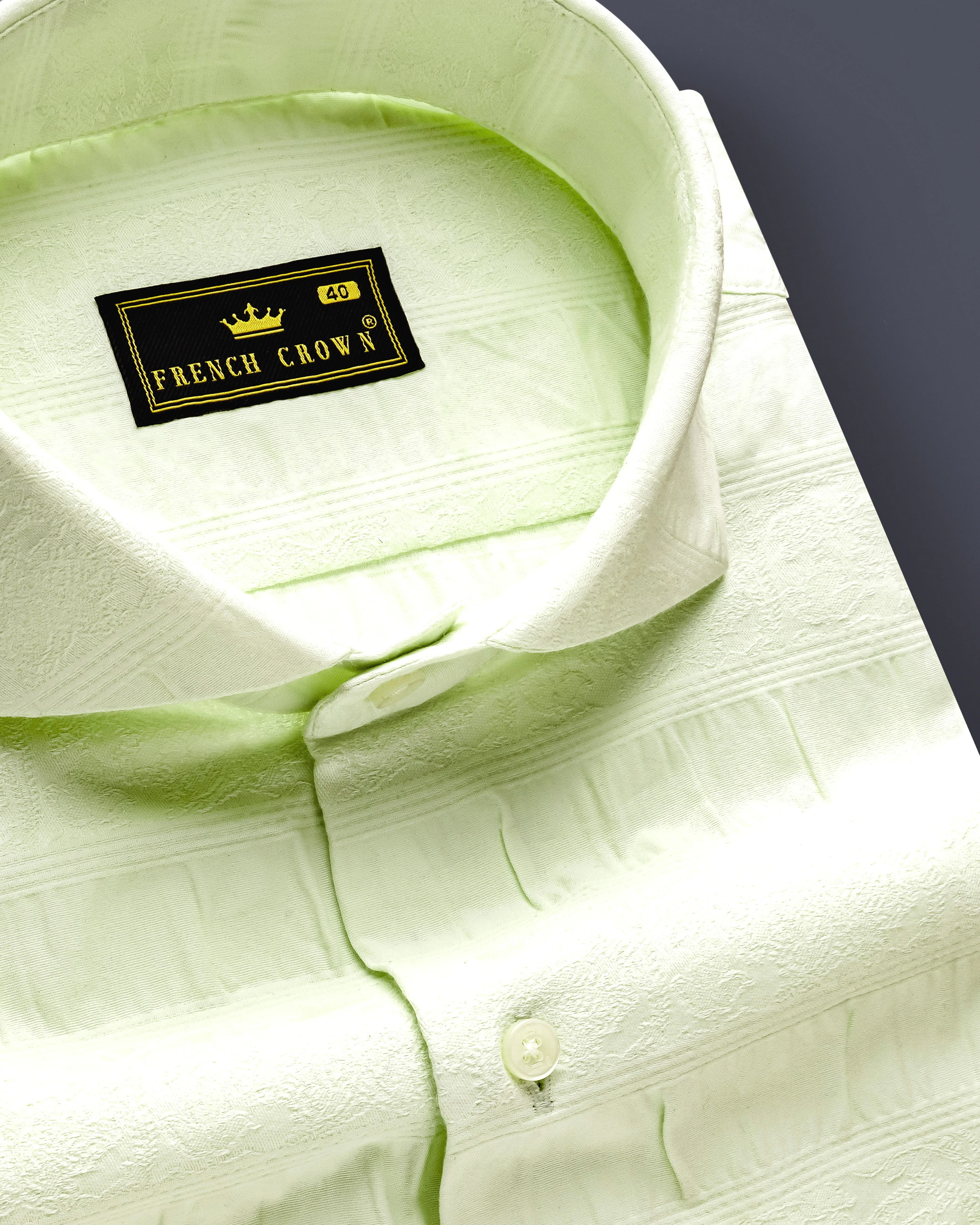 Pistachio-Beryl Green Jacquard Textured Premium Cotton Dress Shirt sold by French Crown