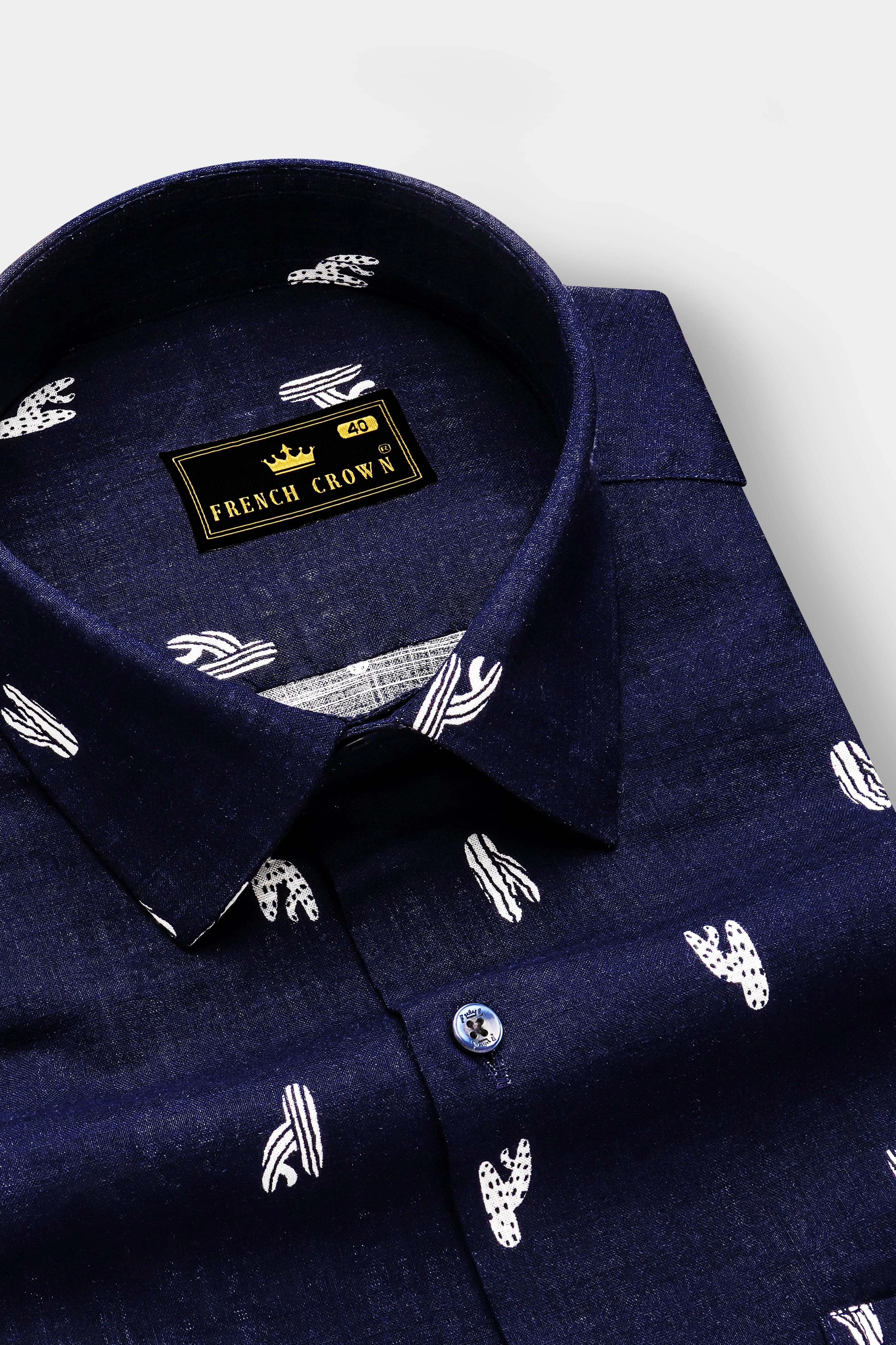 Nautical-Mirage Blue Printed Lightweight Premium Cotton Casual Shirt sold by French Crown product image thumbnail 4