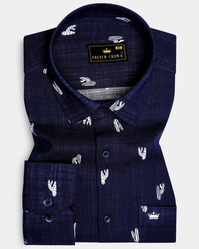 Nautical-Mirage Blue Printed Lightweight Premium Cotton Casual Shirt sold by French Crown