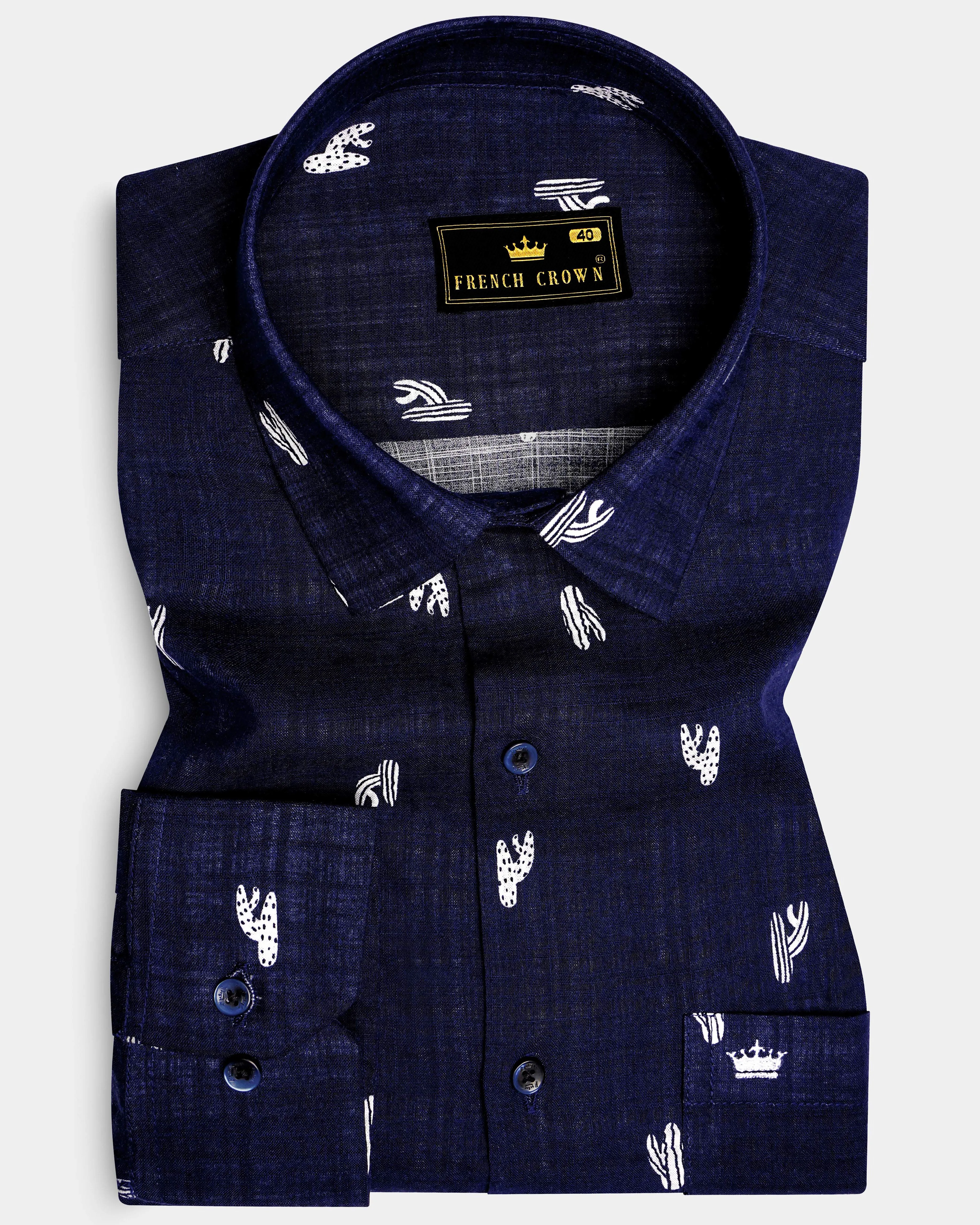 Nautical-Mirage Blue Printed Lightweight Premium Cotton Casual Shirt sold by French Crown