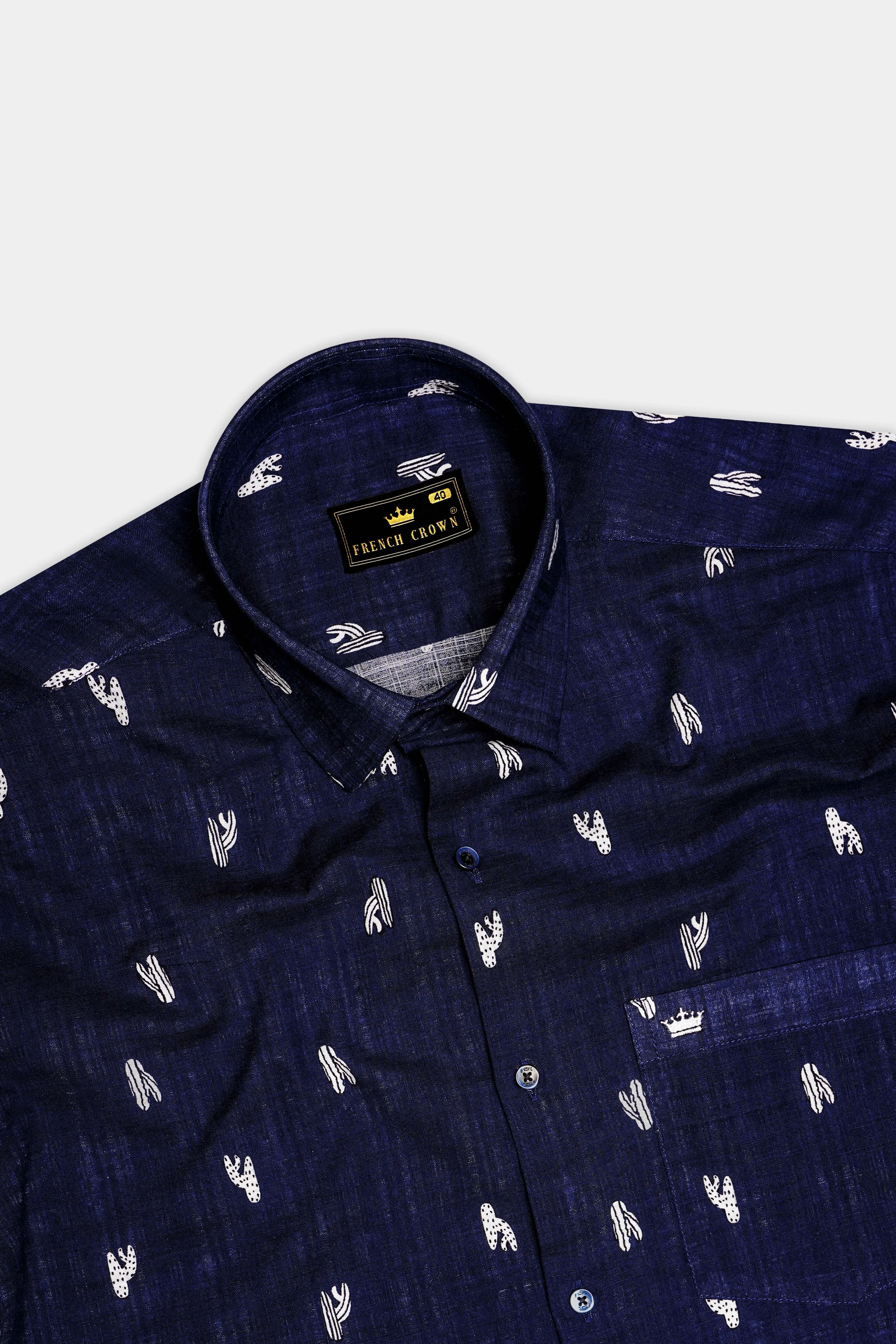 Nautical-Mirage Blue Printed Lightweight Premium Cotton Casual Shirt sold by French Crown product image thumbnail 5