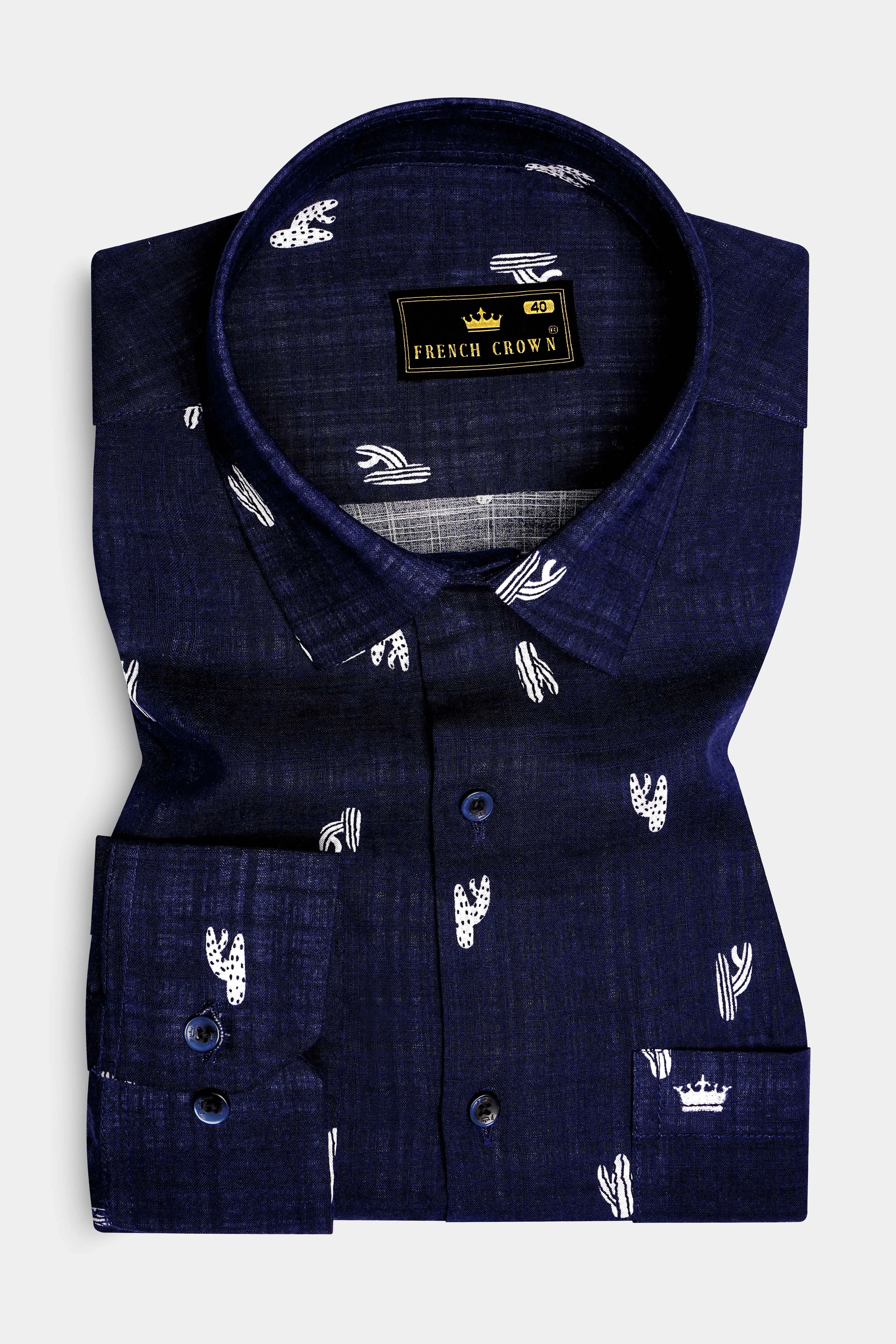 Nautical-Mirage Blue Printed Lightweight Premium Cotton Casual Shirt sold by French Crown product image thumbnail 2