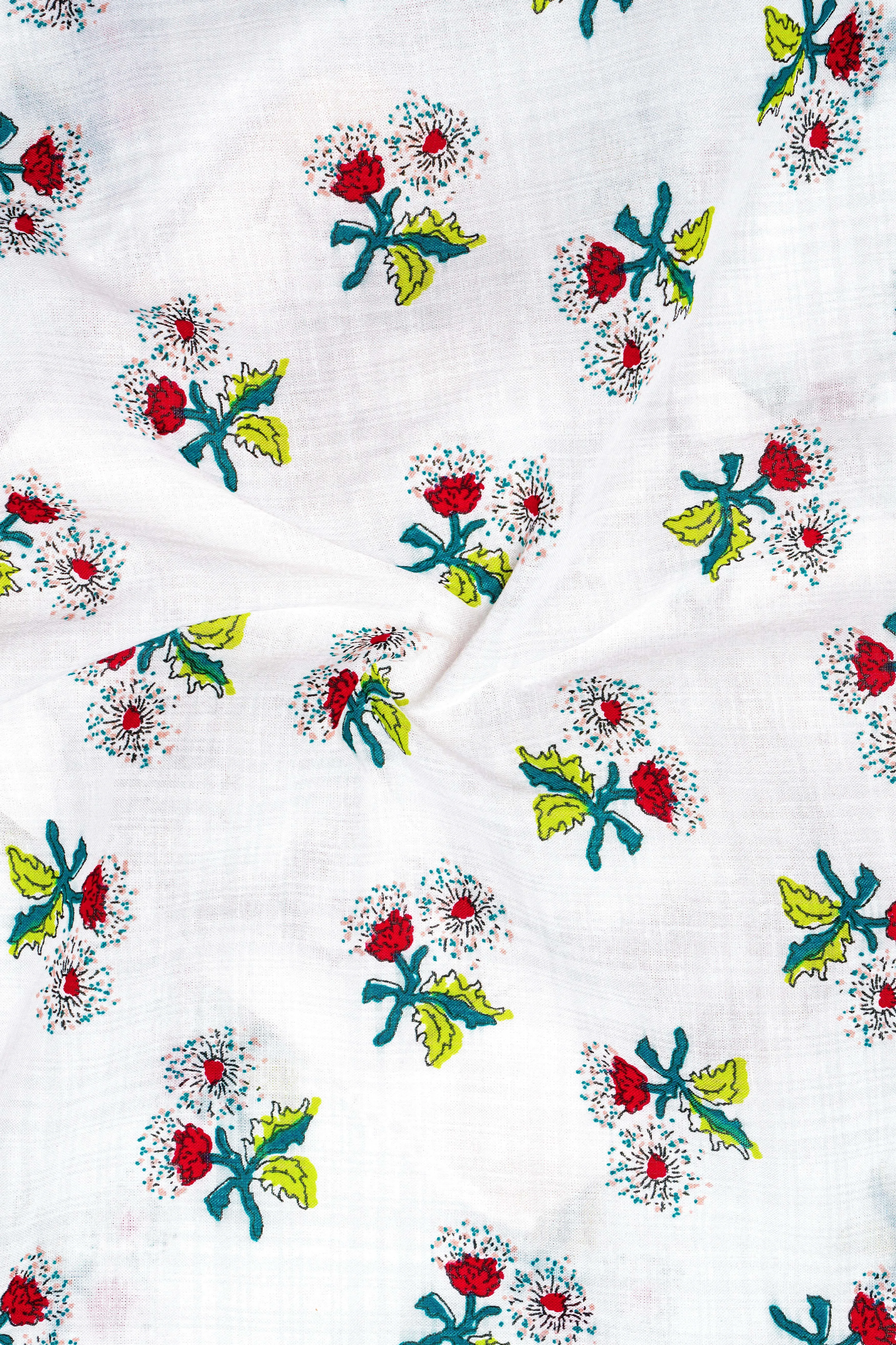 Petite Petals-Bright White Ditsy Printed Lightweight Premium Cotton Casual Shirt sold by French Crown product image thumbnail 3