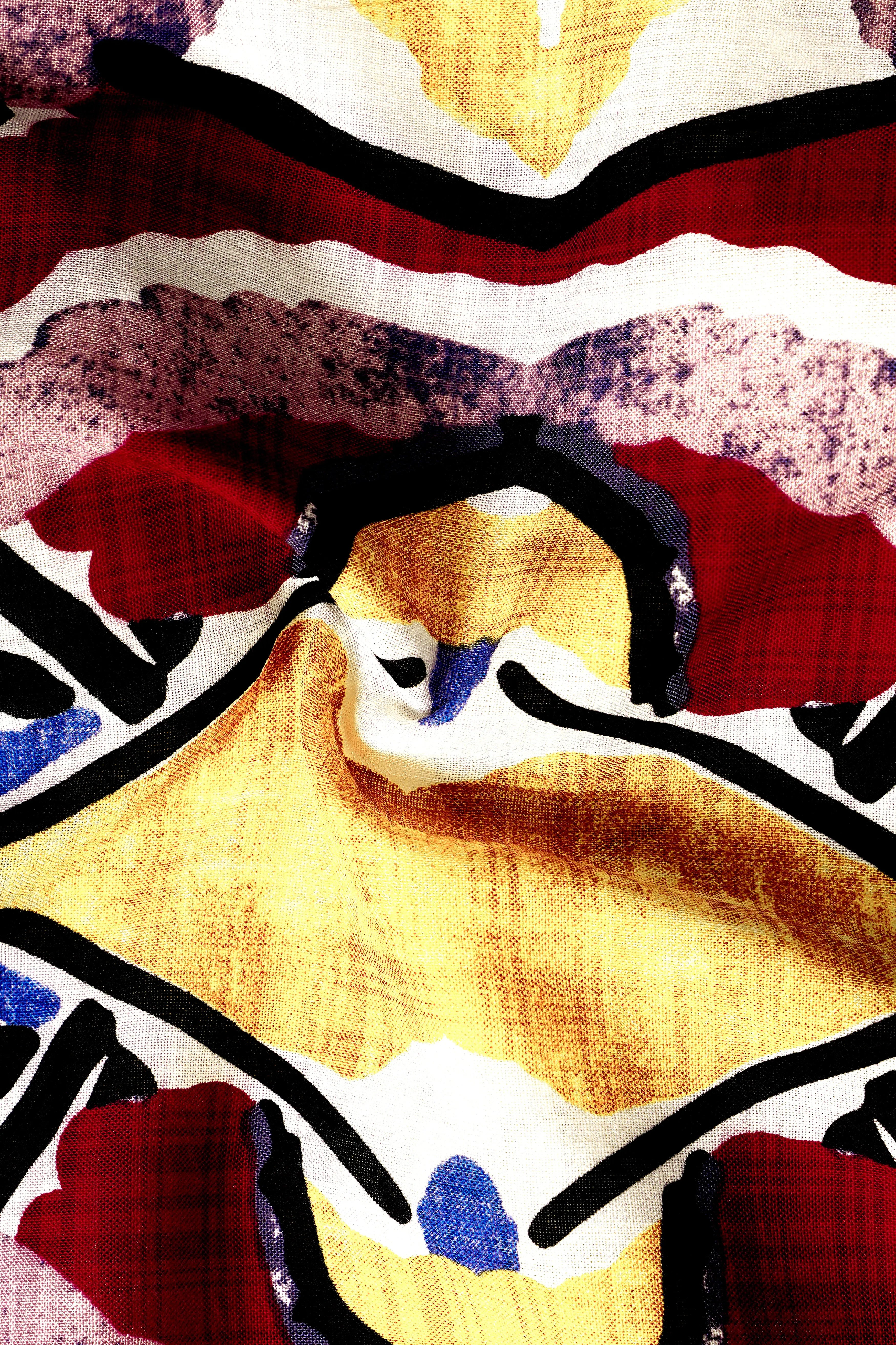 MosaicEarth-Neptune Blue and Pavlova Brown Multicolor Abstract Printed Lightweight Premium Cotton Casual Shirt sold by French Crown product image thumbnail 3