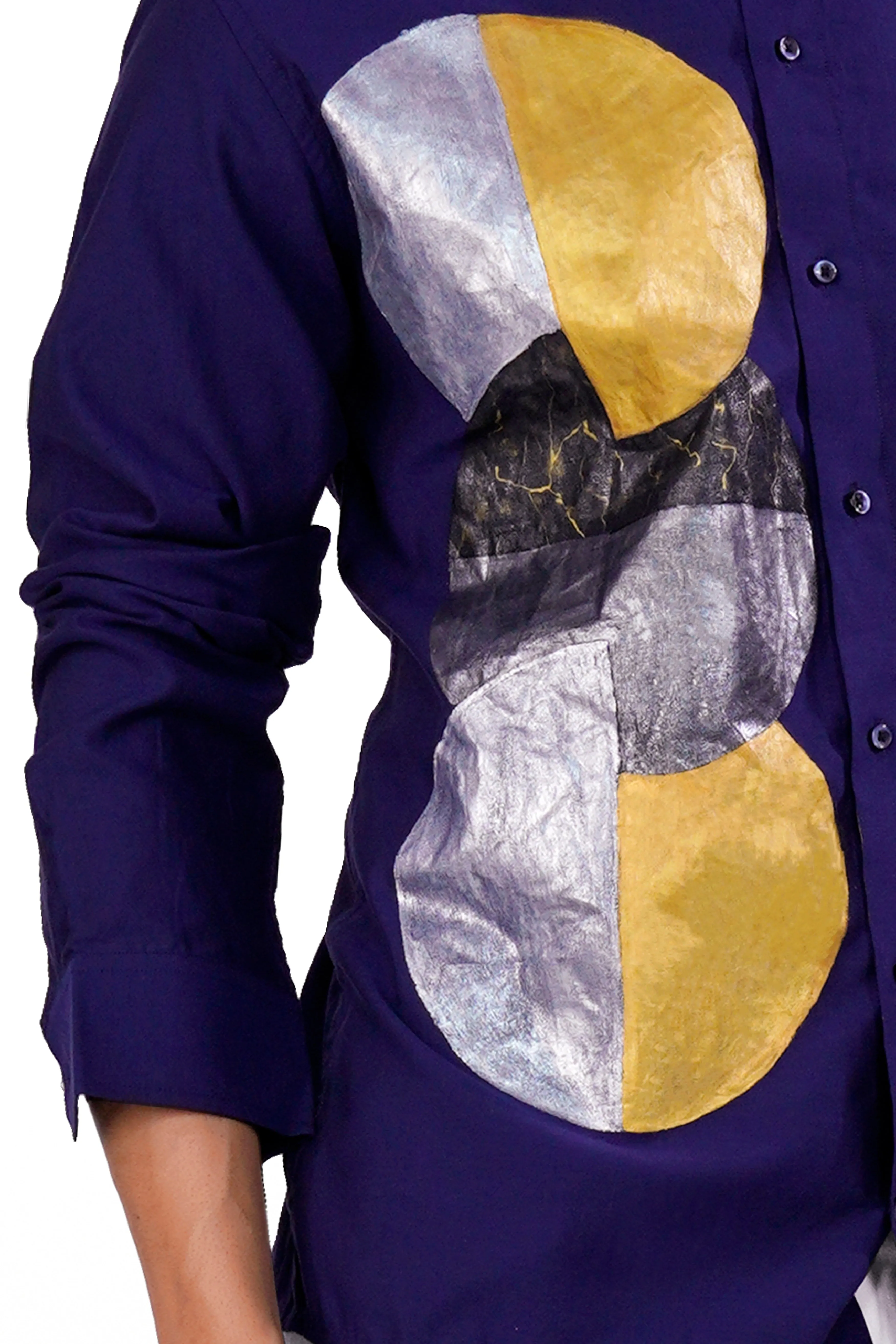 Haiti Blue Hand Painted Super Soft premium Cotton Designer Shirt sold by French Crown product image thumbnail 2