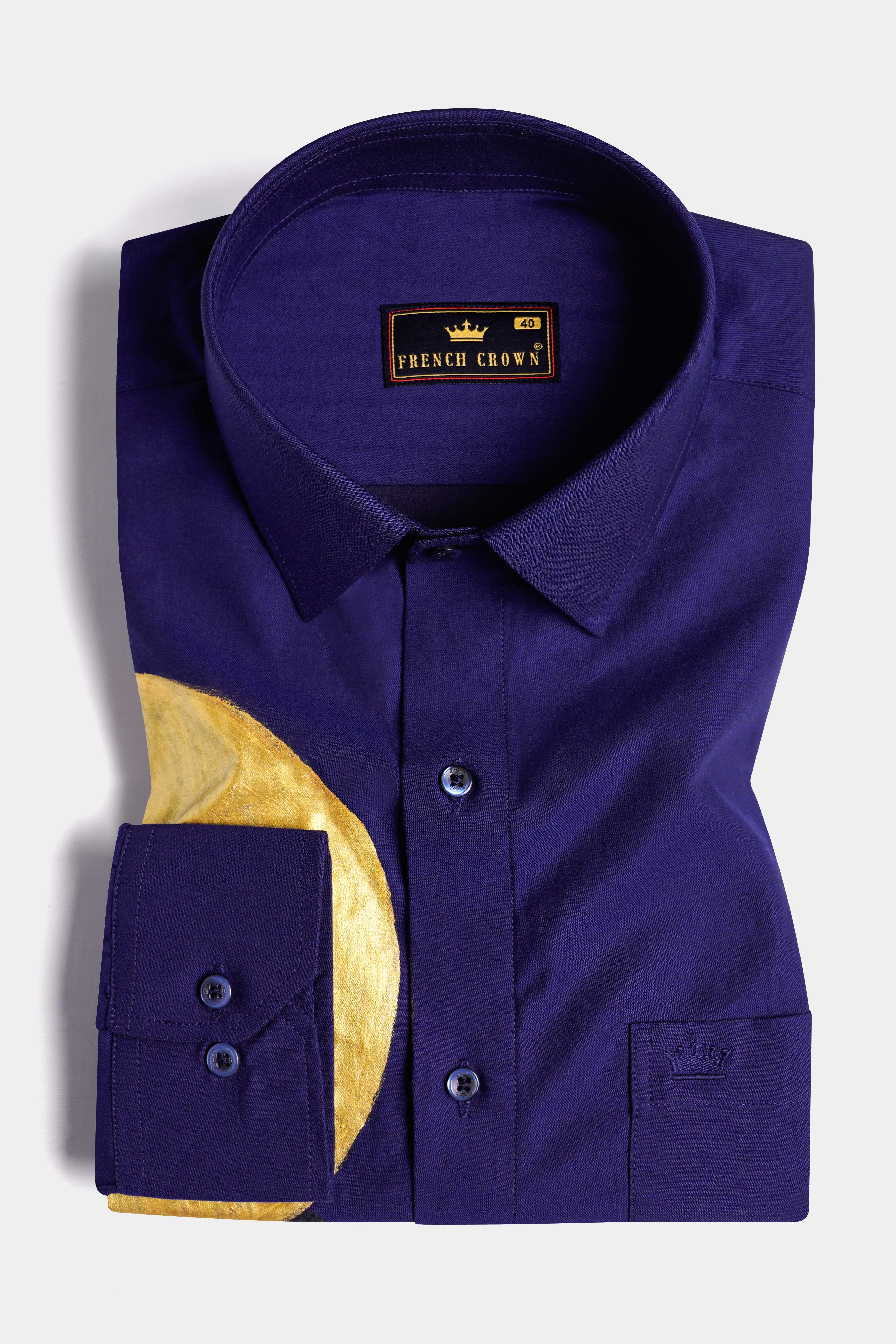 Haiti Blue Hand Painted Super Soft premium Cotton Designer Shirt sold by French Crown product image thumbnail 5