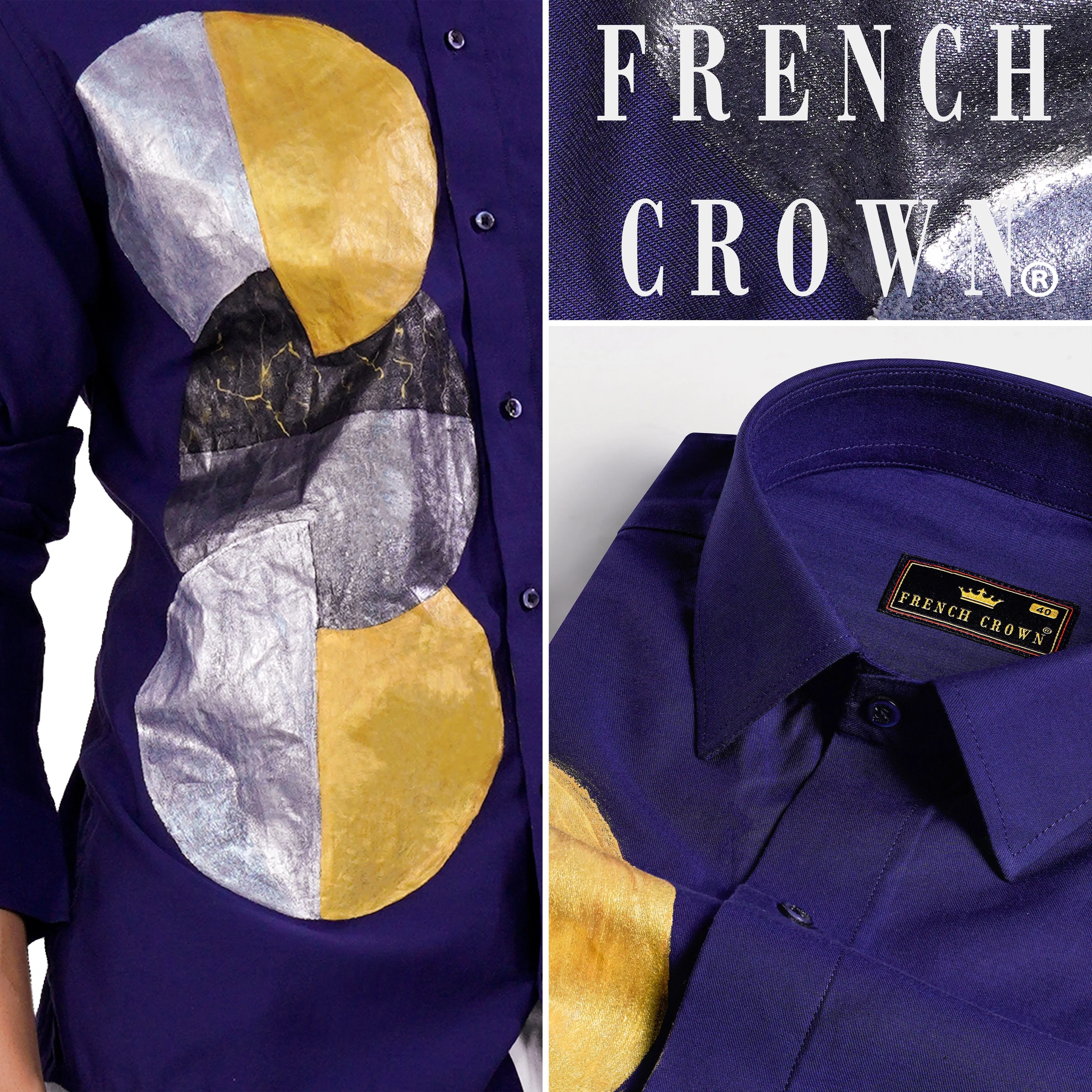 Haiti Blue Hand Painted Super Soft premium Cotton Designer Shirt sold by French Crown