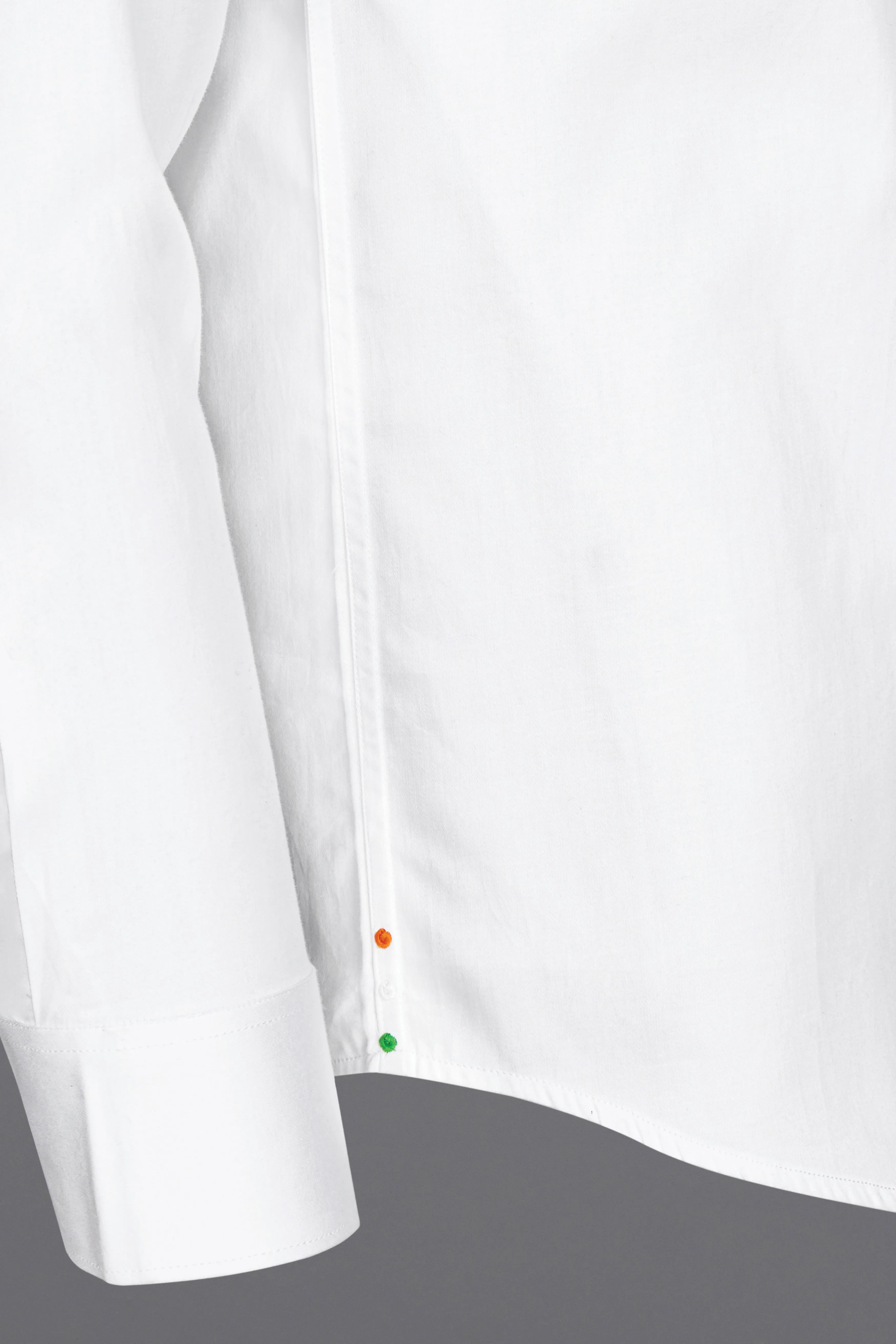 Bright White Subtle Sheen with Bottom Right Tricolour Embroidered Super Soft Premium Cotton Shirt sold by French Crown product image thumbnail 2