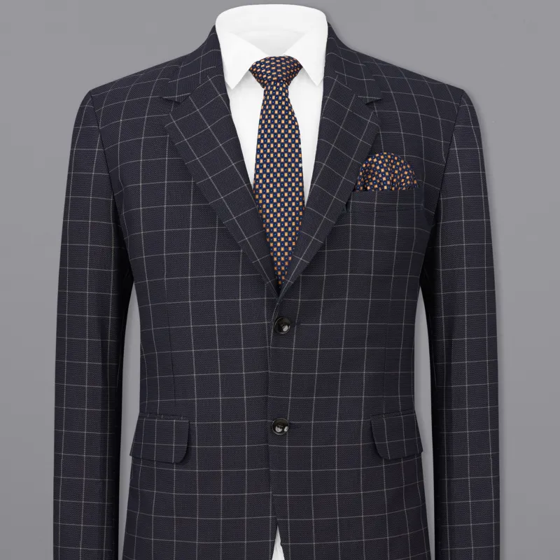 Jaguar Black Windowpane Single Breasted Blazer made by French Crown