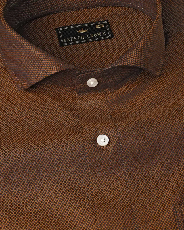 Sienna Brown and Zeus Black Dobby Textured Premium Giza Cotton Shirt sold by French Crown