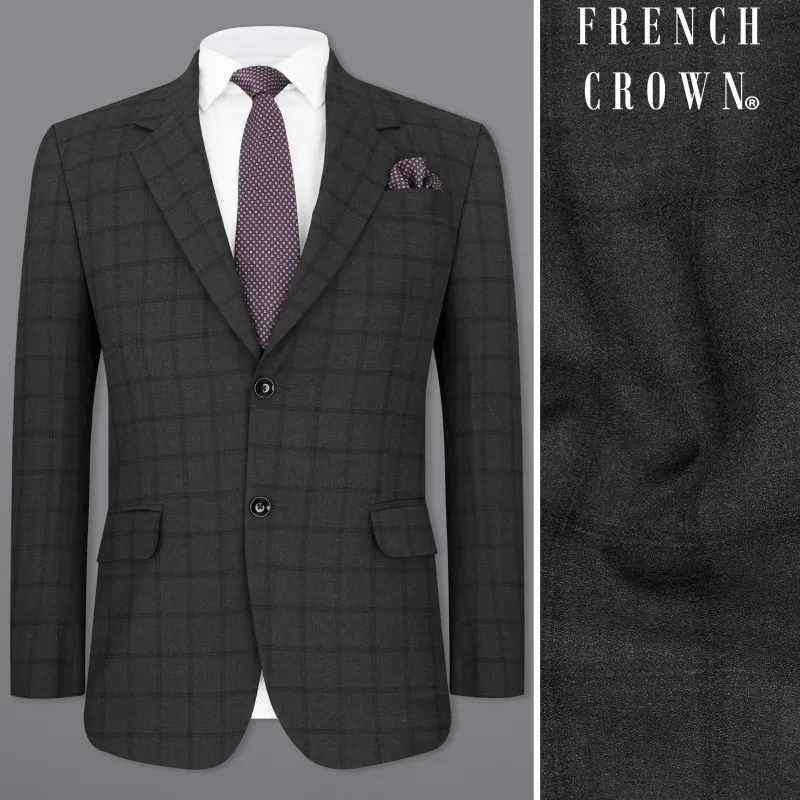Baltic Black Windowpane Single Breasted Blazer sold by French Crown