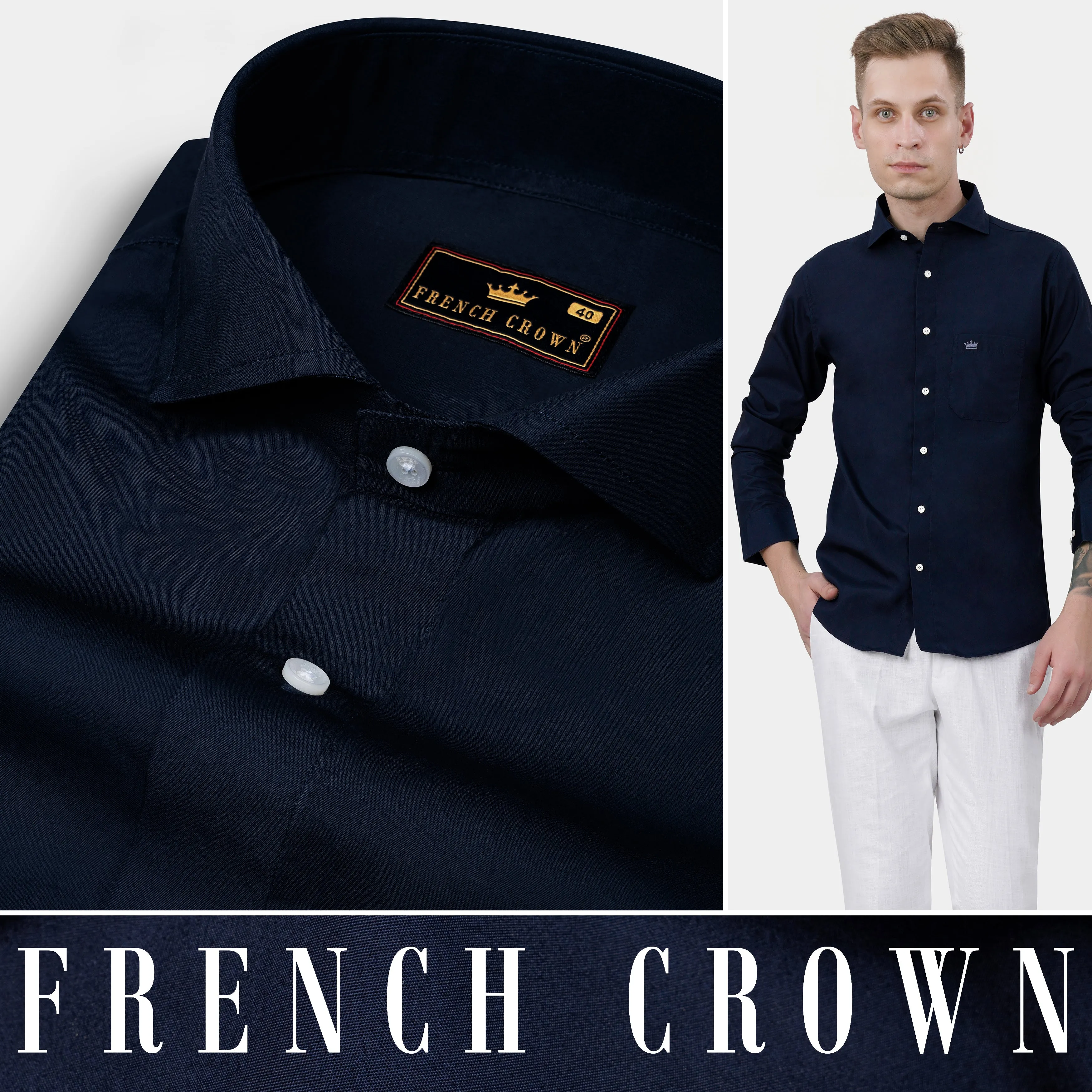 Mirage Blue Premium Cotton Shirt sold by French Crown product image thumbnail 4