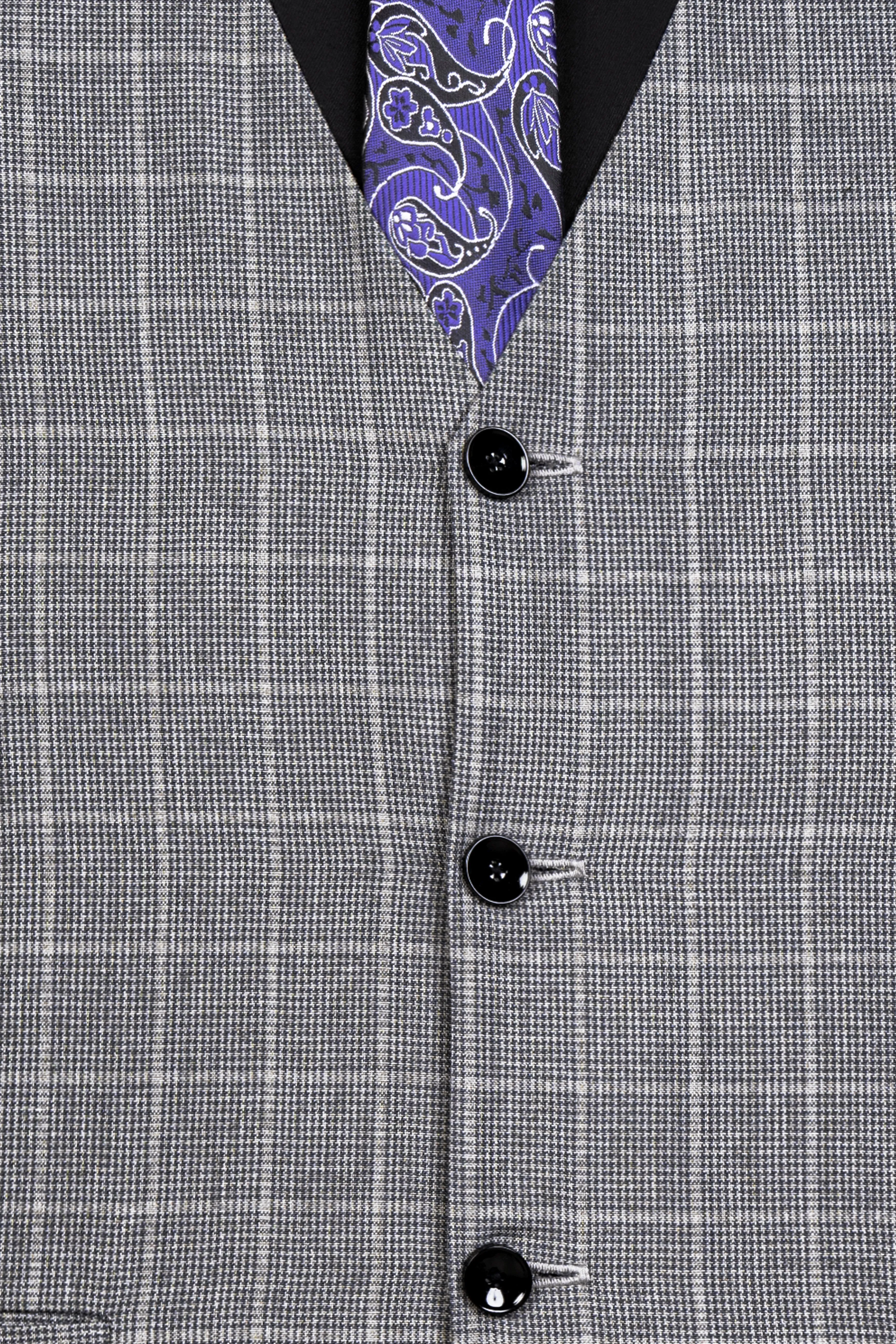 Boulder Gray Windowpane Wool Rich Waistcoat sold by French Crown product image thumbnail 5