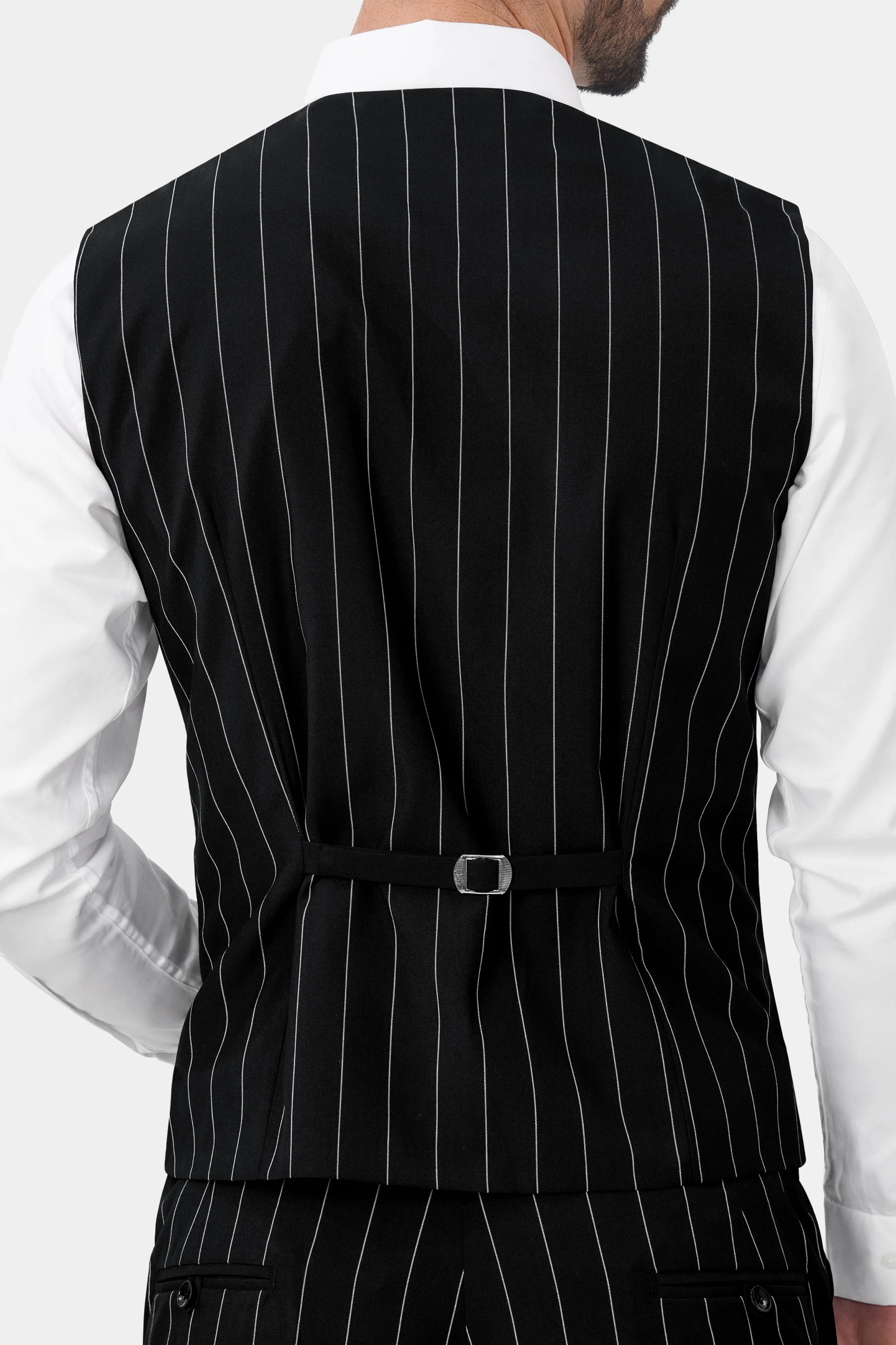 Jade Black and White Striped Wool Rich Waistcoat sold by French Crown product image thumbnail 5