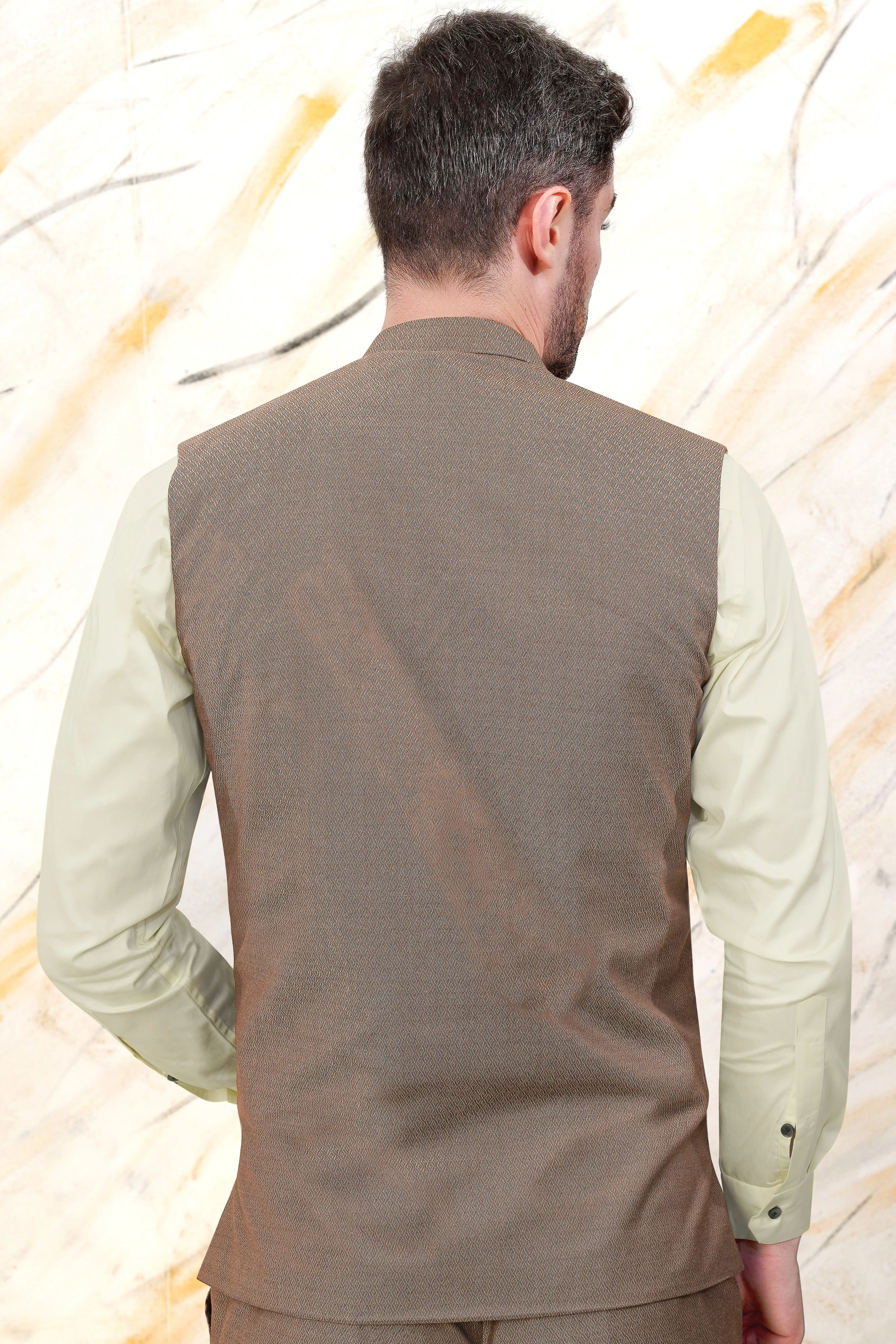 Hemp Brown Wool Rich Nehru Jacket sold by French Crown product image thumbnail 4
