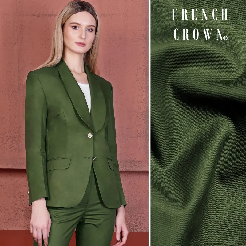 Forest Green Wool Rich Women’s Designer Tuxedo Suit sold by French Crown