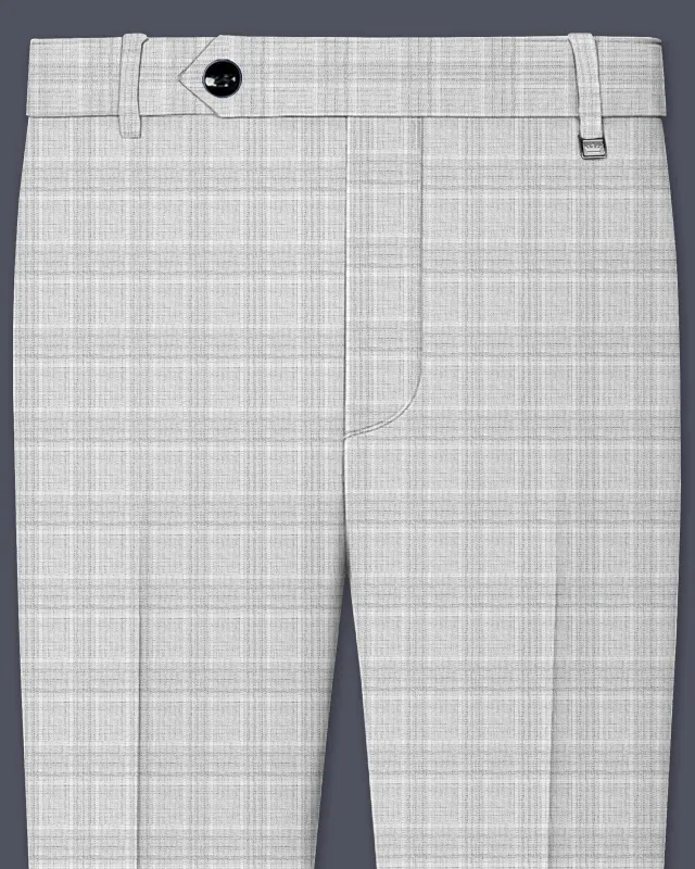 Cloud Gray Plaid Wool Rich Pant sold by French Crown