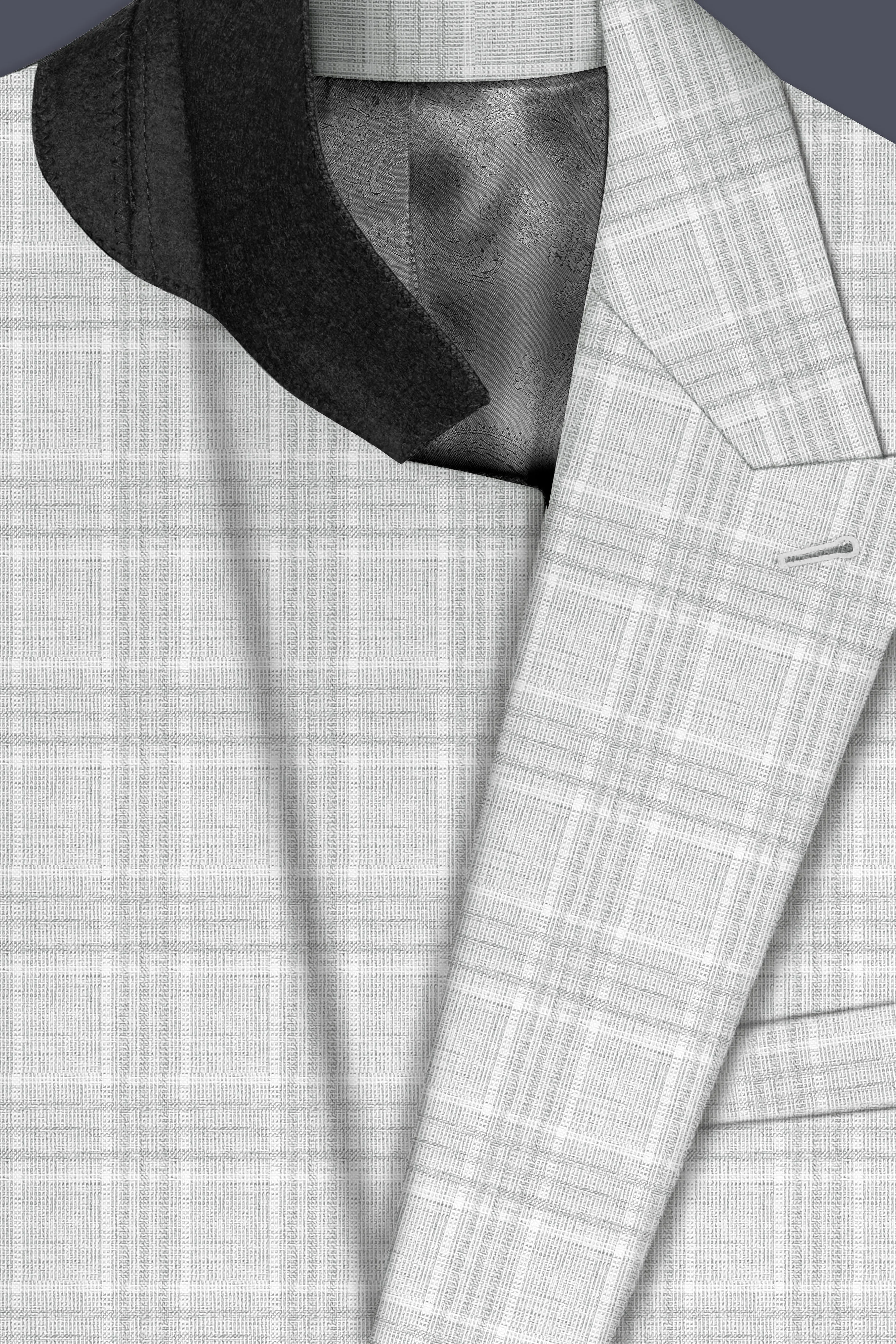 Cloud Gray Plaid Wool Rich Double Breasted Suit sold by French Crown product image thumbnail 5