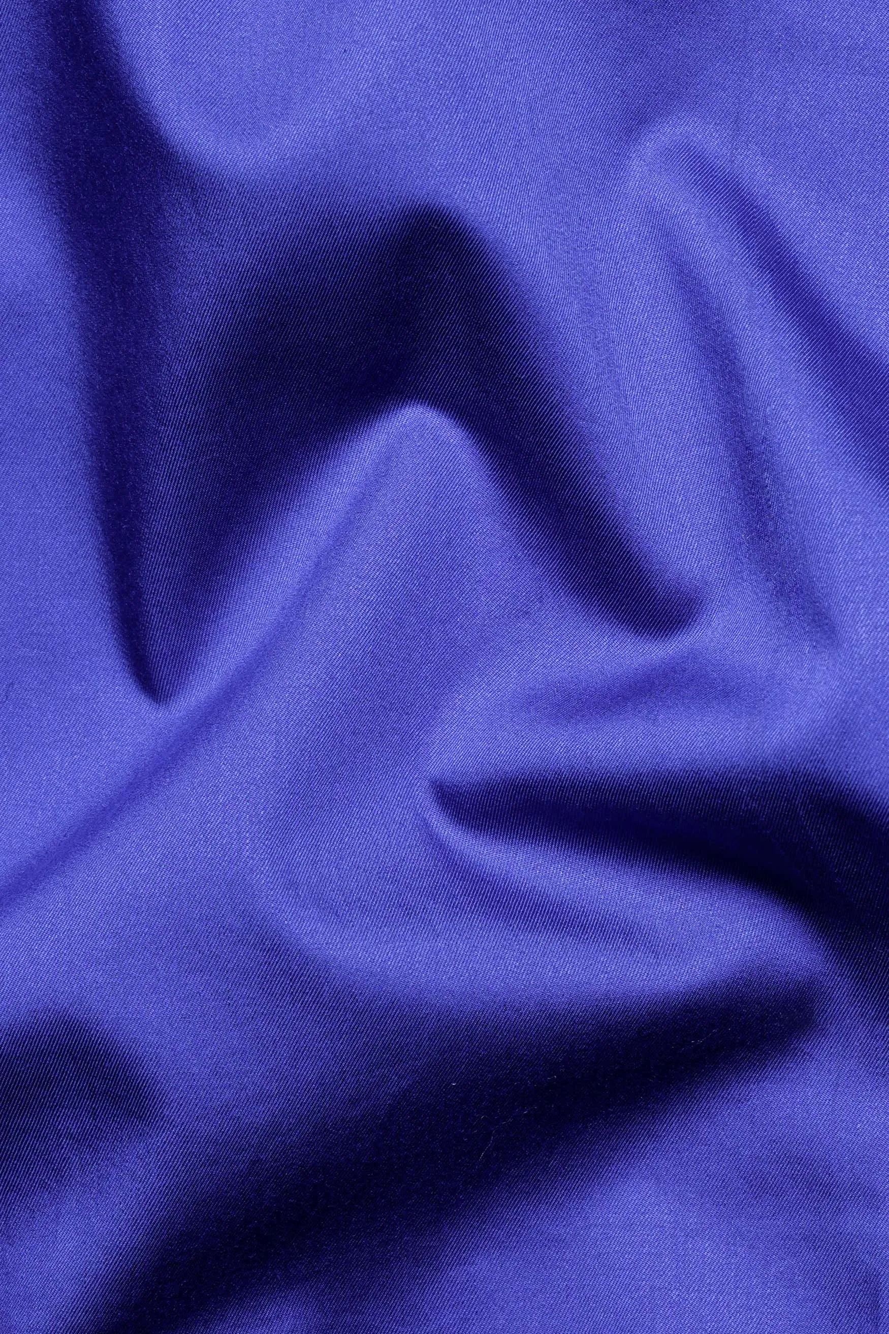 Cerulean Blue French Crown Embroidered Subtle Sheen Super Soft Premium Cotton Designer Shirt sold by French Crown product image thumbnail 3