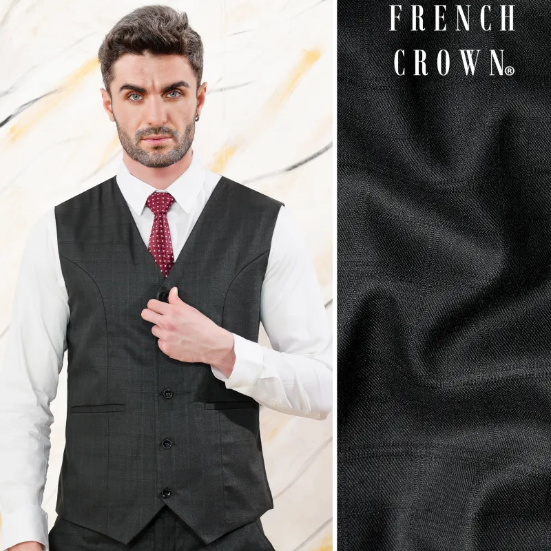 Abbey Gray Subtle Checkered Wool Rich Waistcoat sold by French Crown