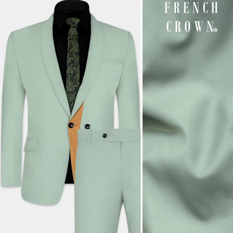 Xanadu Green and Twine Brown Wool Rich Designer Suit made by French Crown