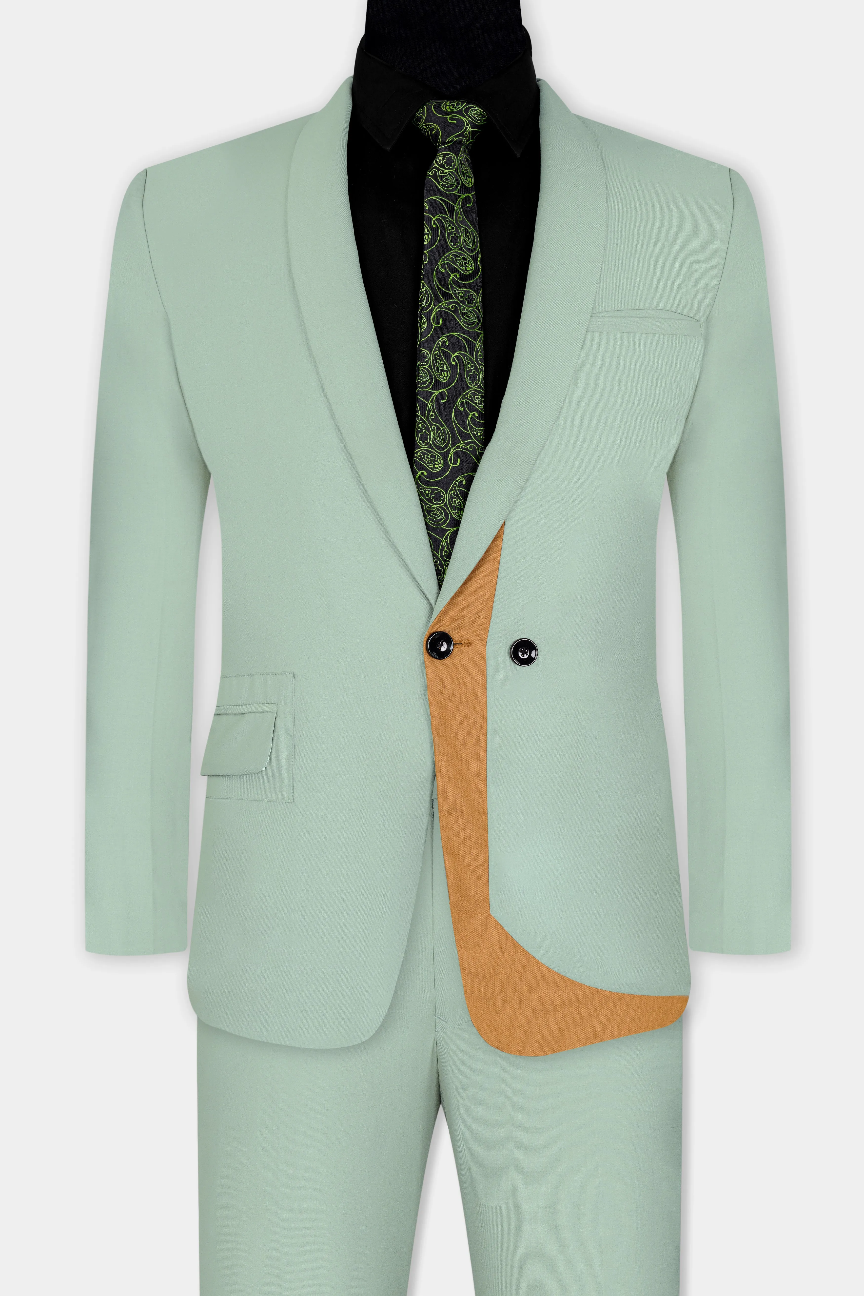 Xanadu Green and Twine Brown Wool Rich Designer Suit sold by French Crown product image thumbnail 5