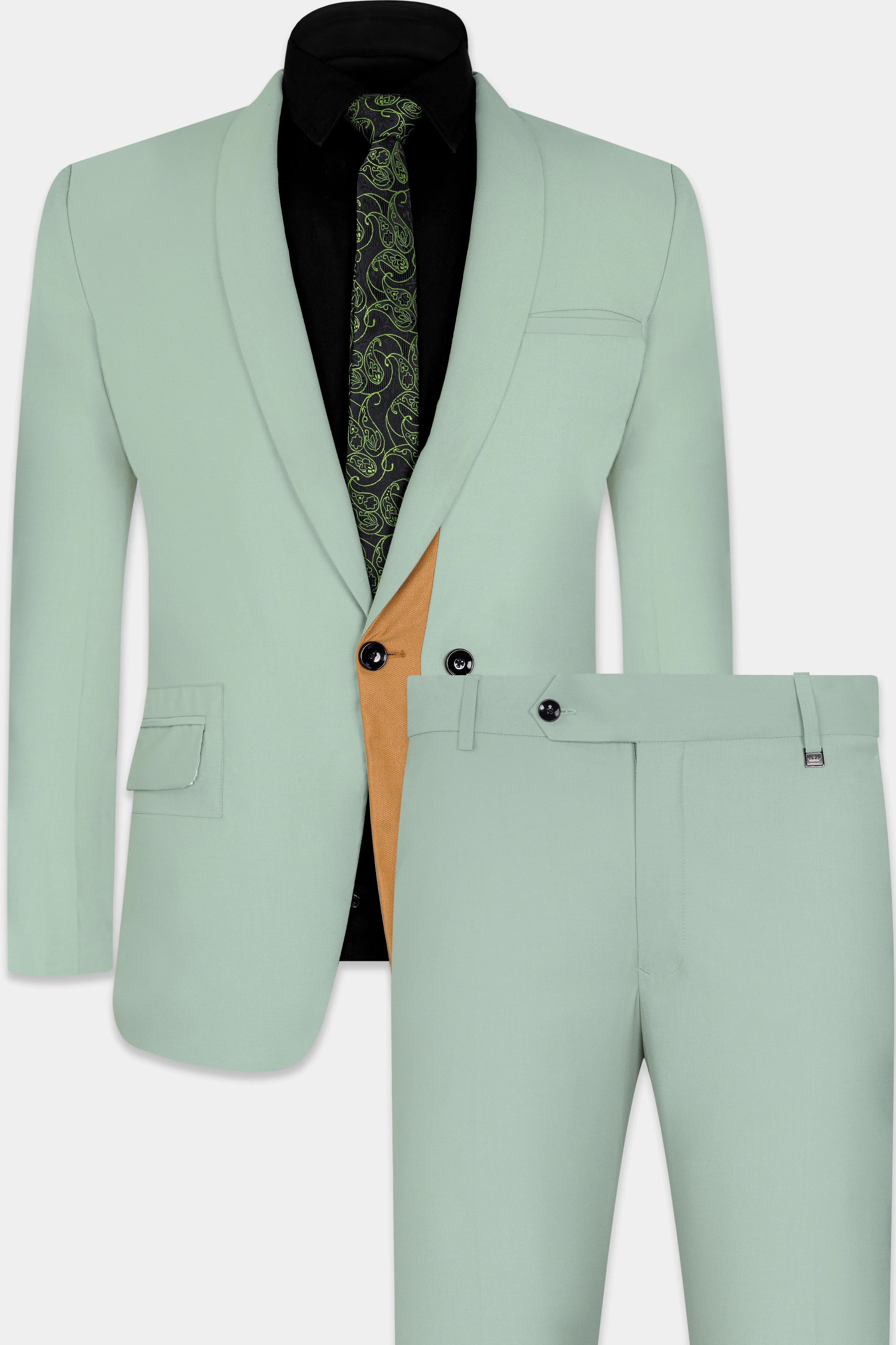 Xanadu Green and Twine Brown Wool Rich Designer Suit sold by French Crown product image thumbnail 2