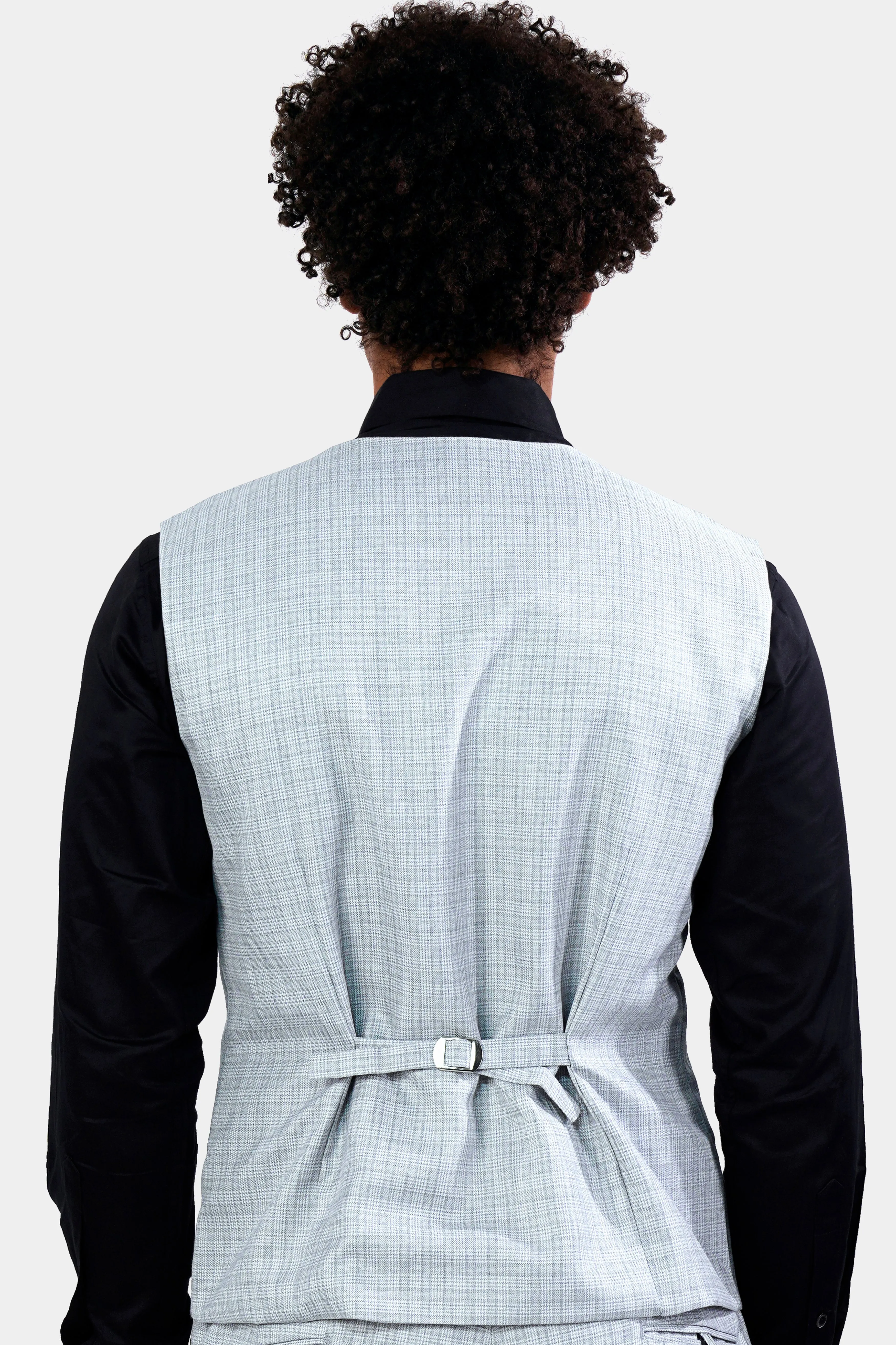 Tiara Gray Checkered Wool Rich Waistcoat sold by French Crown product image thumbnail 4