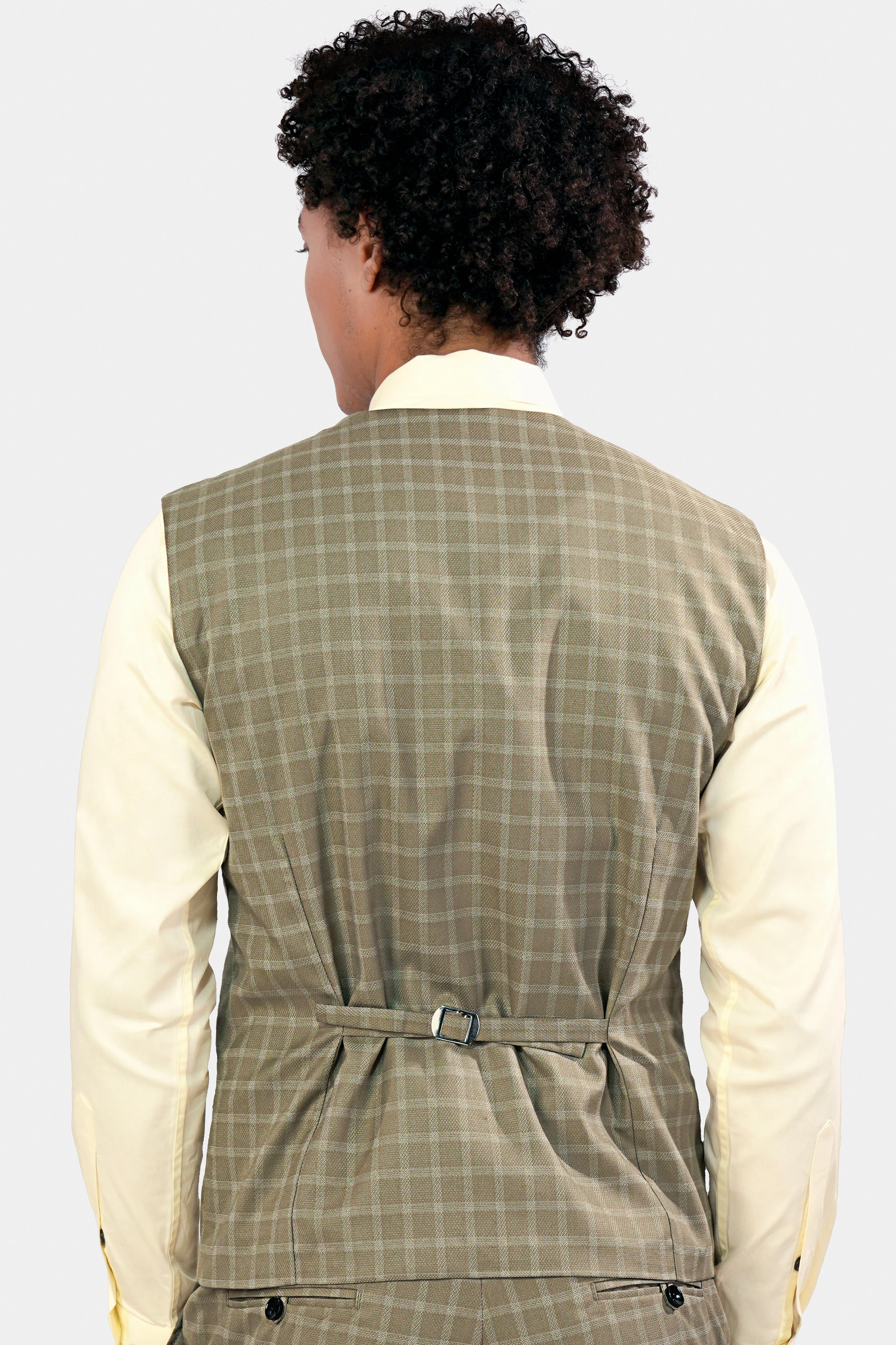 Sandrift Brown Checkered Wool Rich Waistcoat sold by French Crown product image thumbnail 4