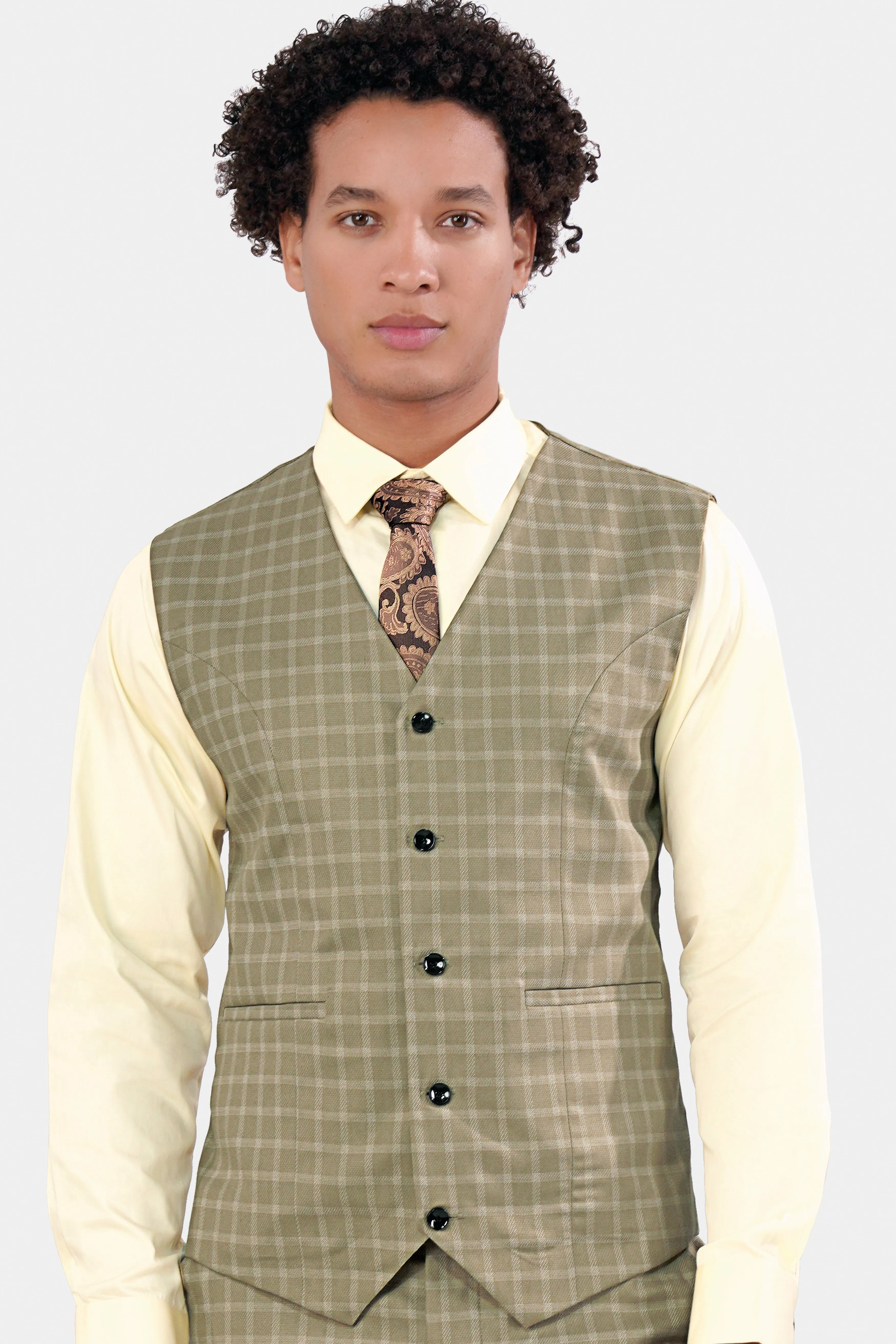 Sandrift Brown Checkered Wool Rich Waistcoat sold by French Crown product image thumbnail 2