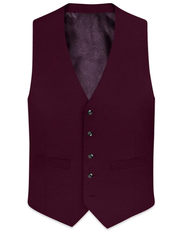 Magenta Maroon Wool Rich Waistcoat sold by French Crown