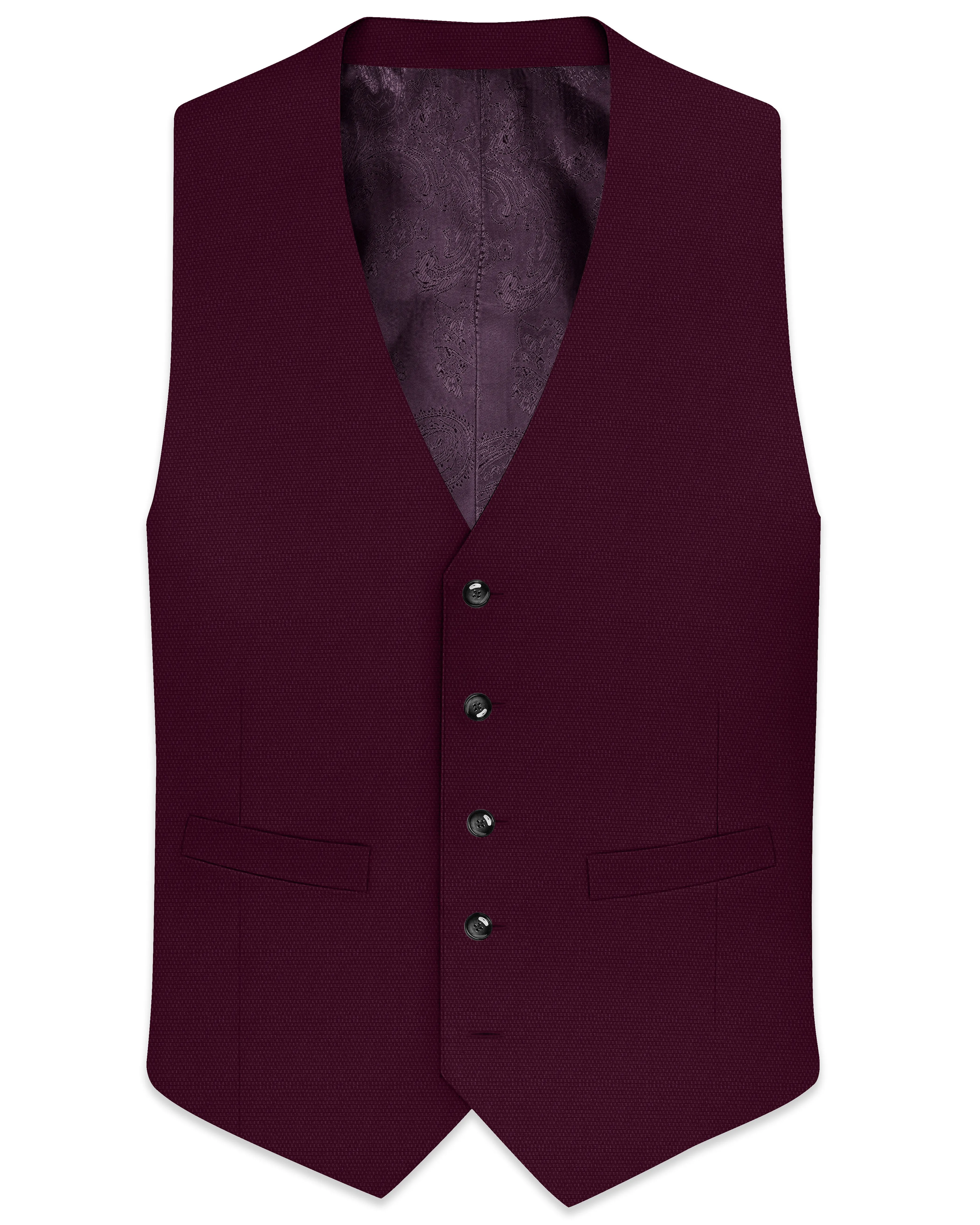 Magenta Maroon Wool Rich Waistcoat sold by French Crown