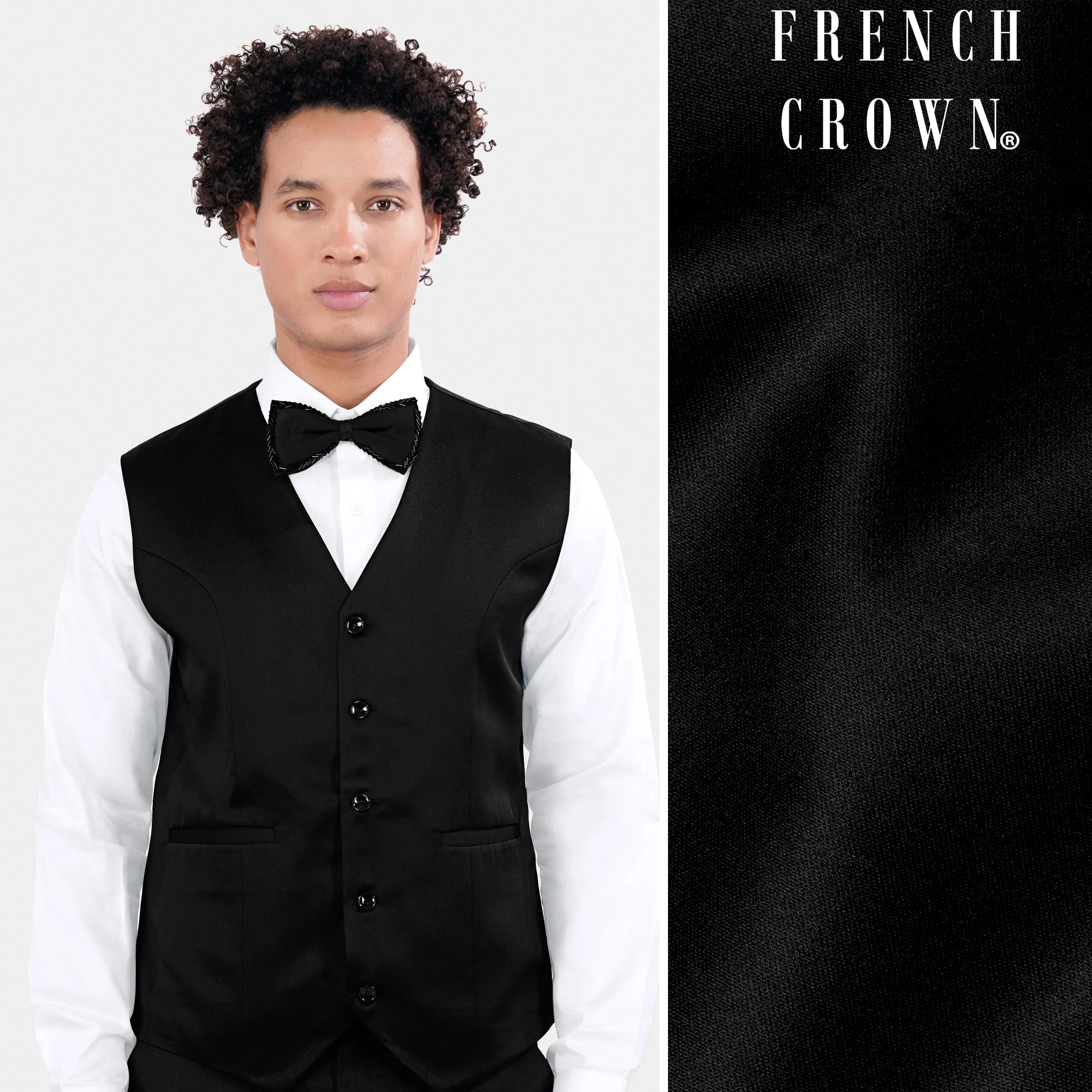 Jade Black Wool Rich Waistcoat sold by French Crown