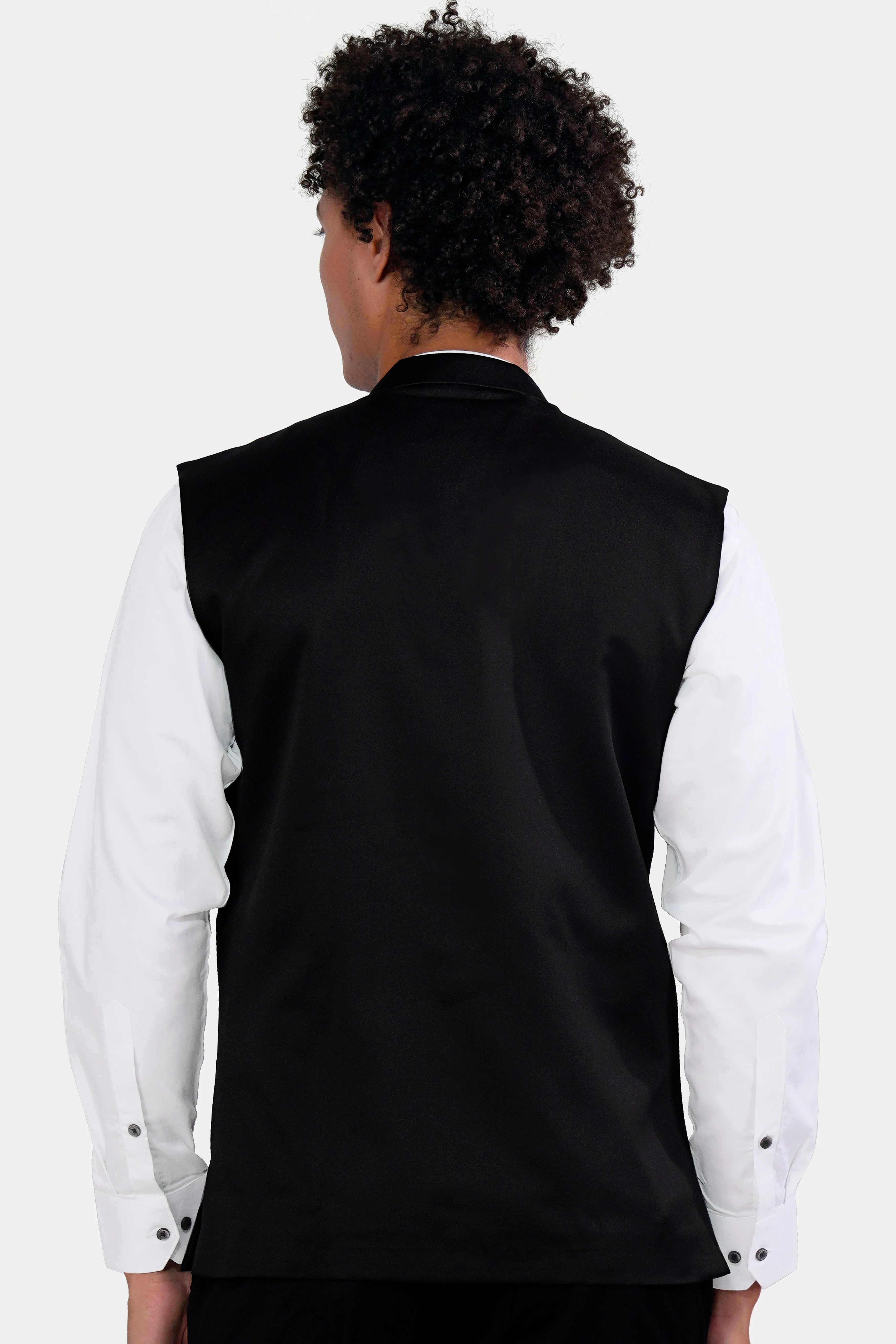 Jade Black Wool Rich Nehru Jacket sold by French Crown product image thumbnail 4