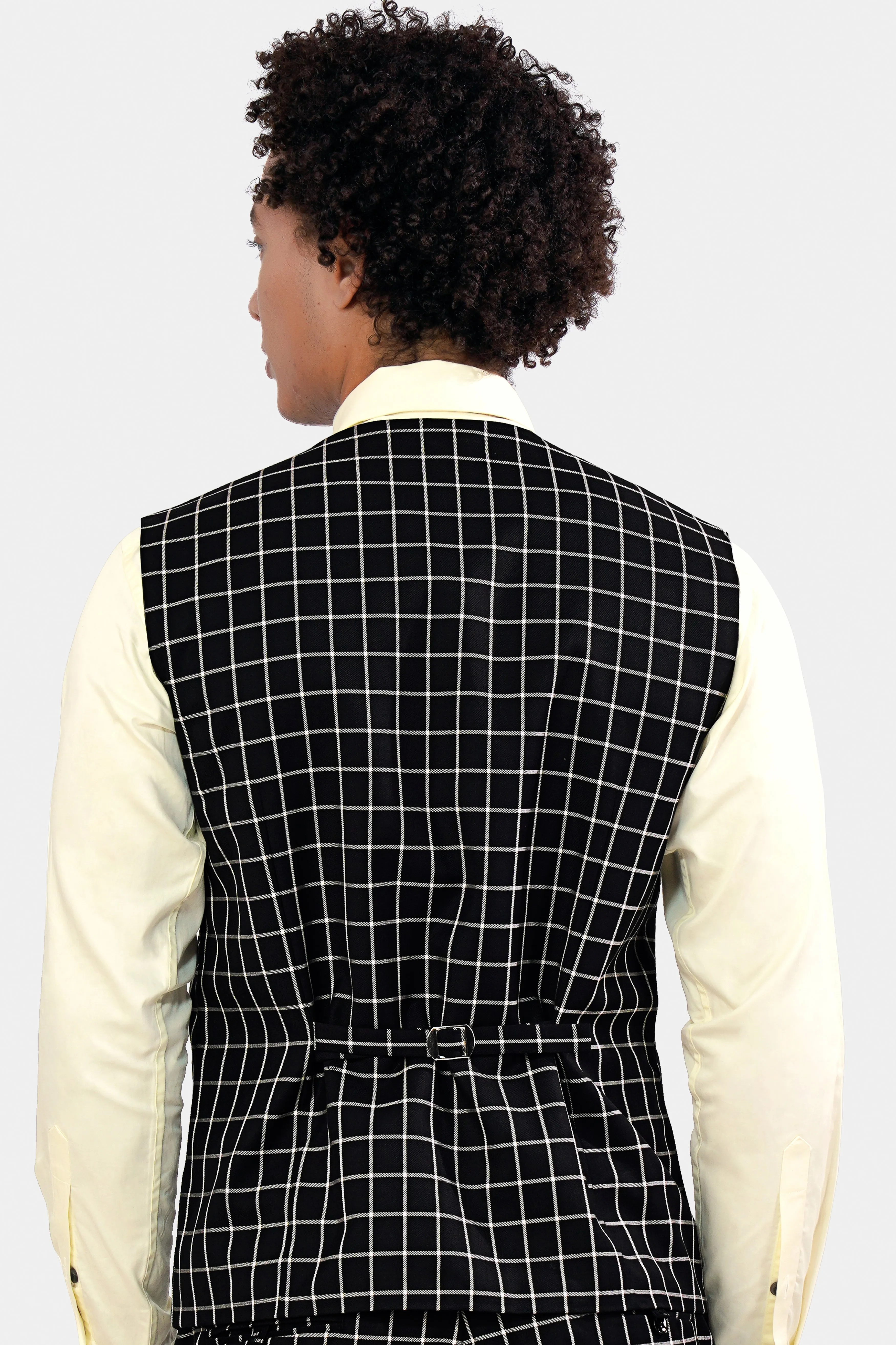 Jade Black and White Checkered Wool Rich Waistcoat sold by French Crown product image thumbnail 4
