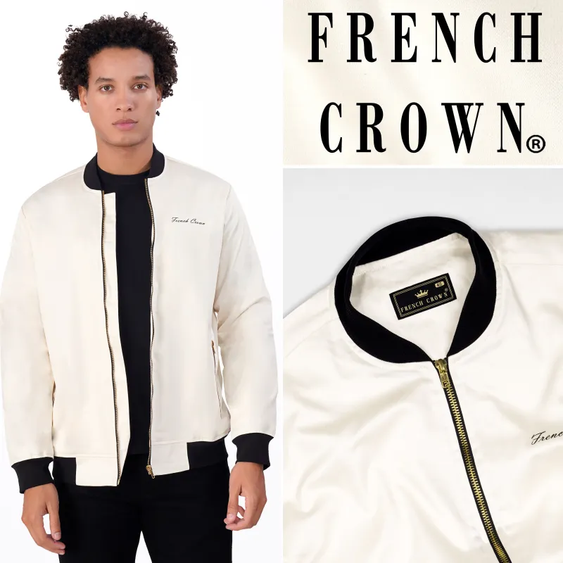 Albescent Cream Premium Cotton Bomber Jacket sold by French Crown