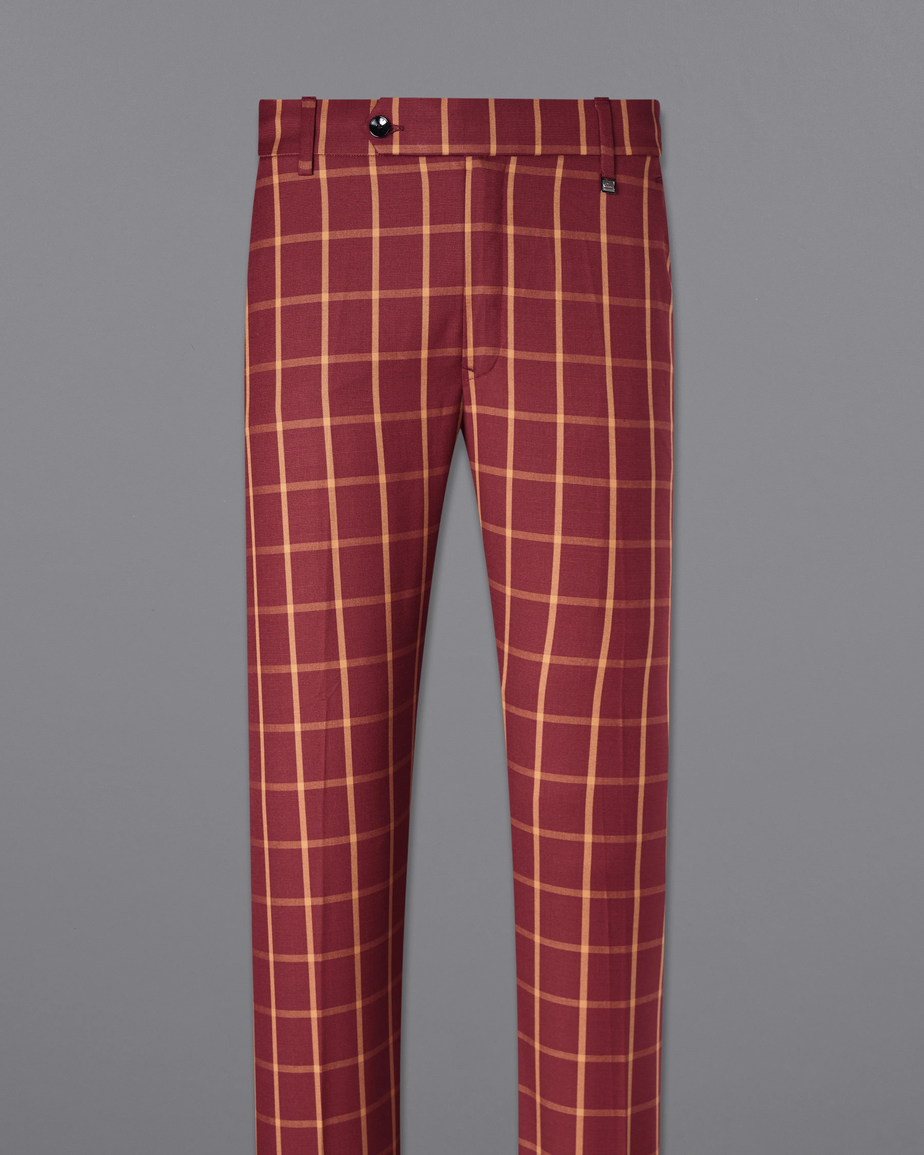 Wine and Chestnut Brown Plaid Pant sold by French Crown product image thumbnail 4