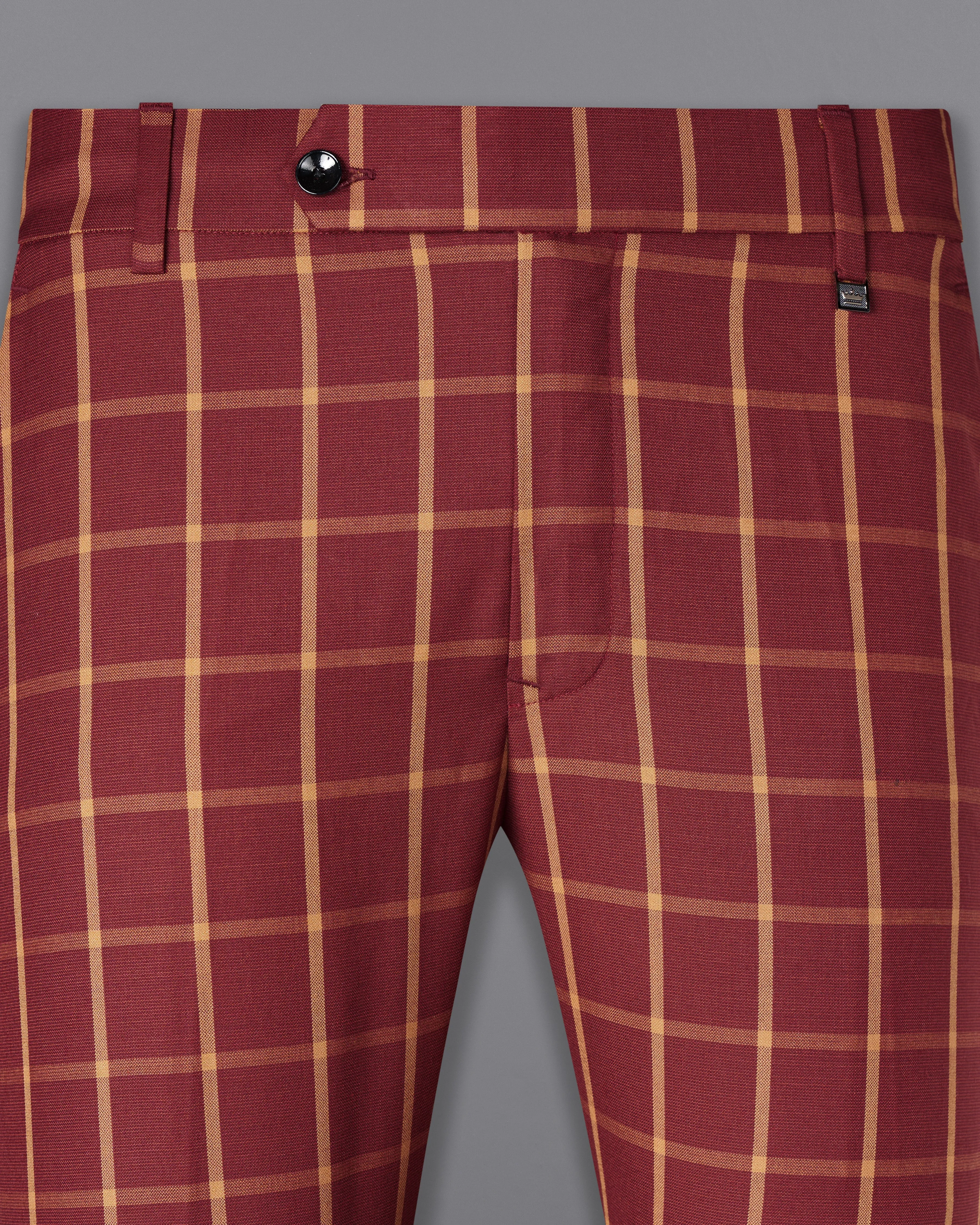 Wine and Chestnut Brown Plaid Pant sold by French Crown product image thumbnail 2