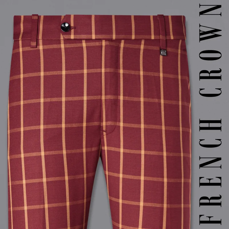 Wine and Chestnut Brown Plaid Pant sold by French Crown