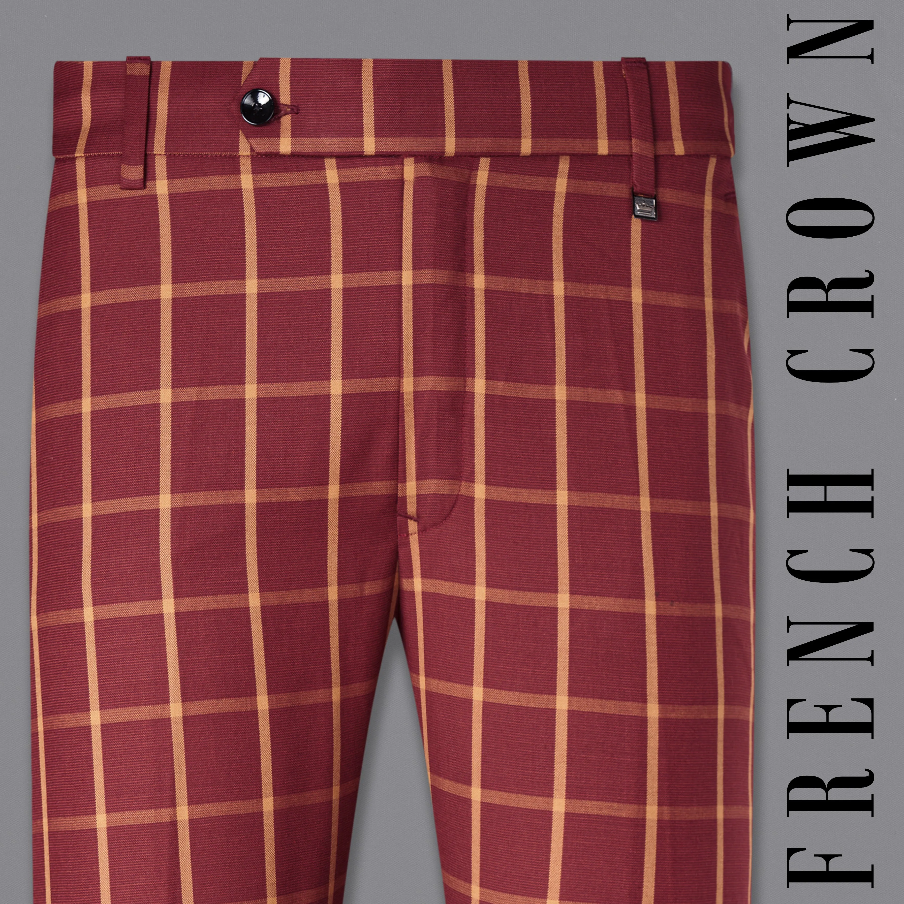 Wine and Chestnut Brown Plaid Pant sold by French Crown
