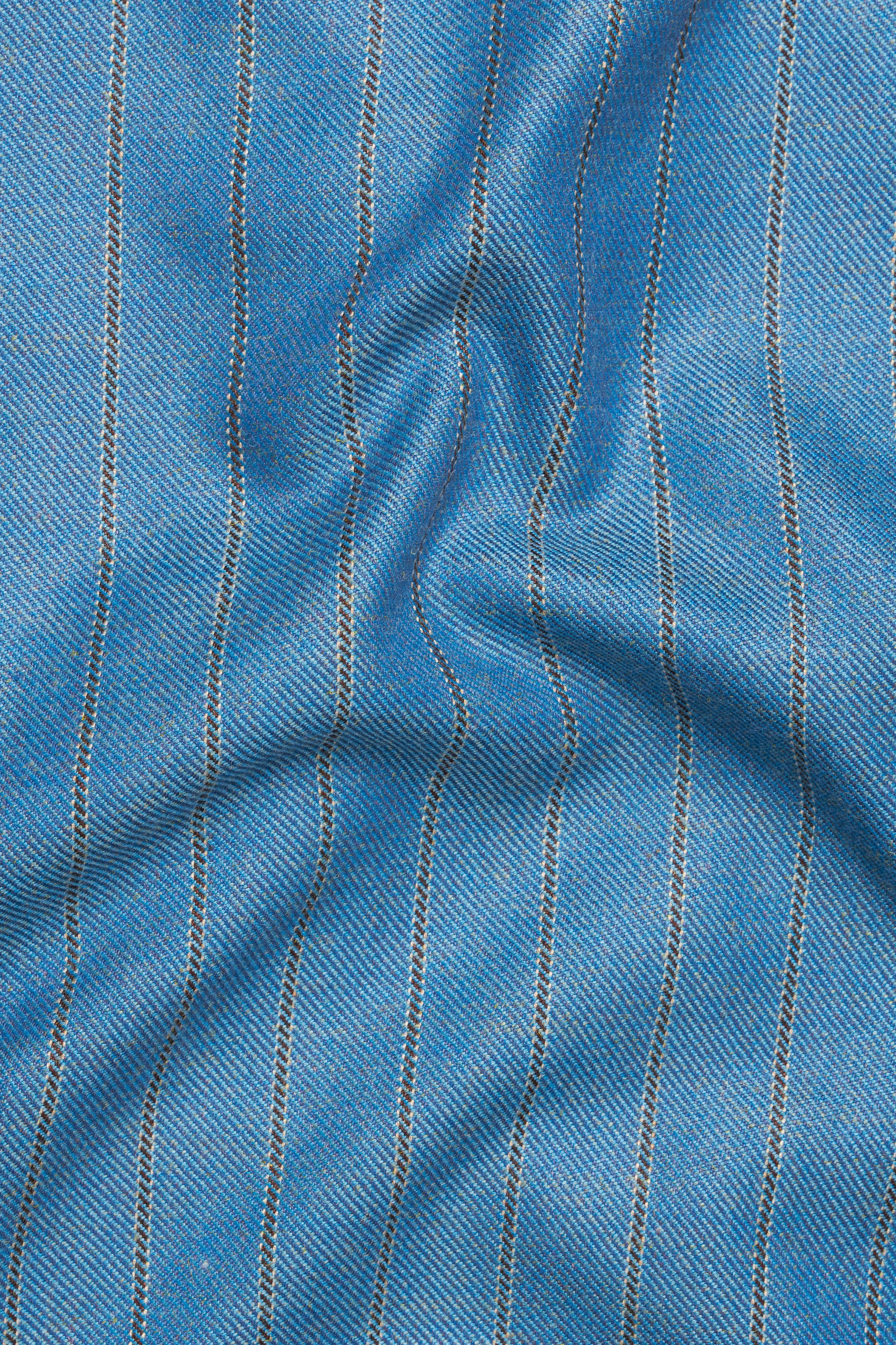 Wedgewood Blue Subtle Striped Tweed Waistcoat sold by French Crown product image thumbnail 3
