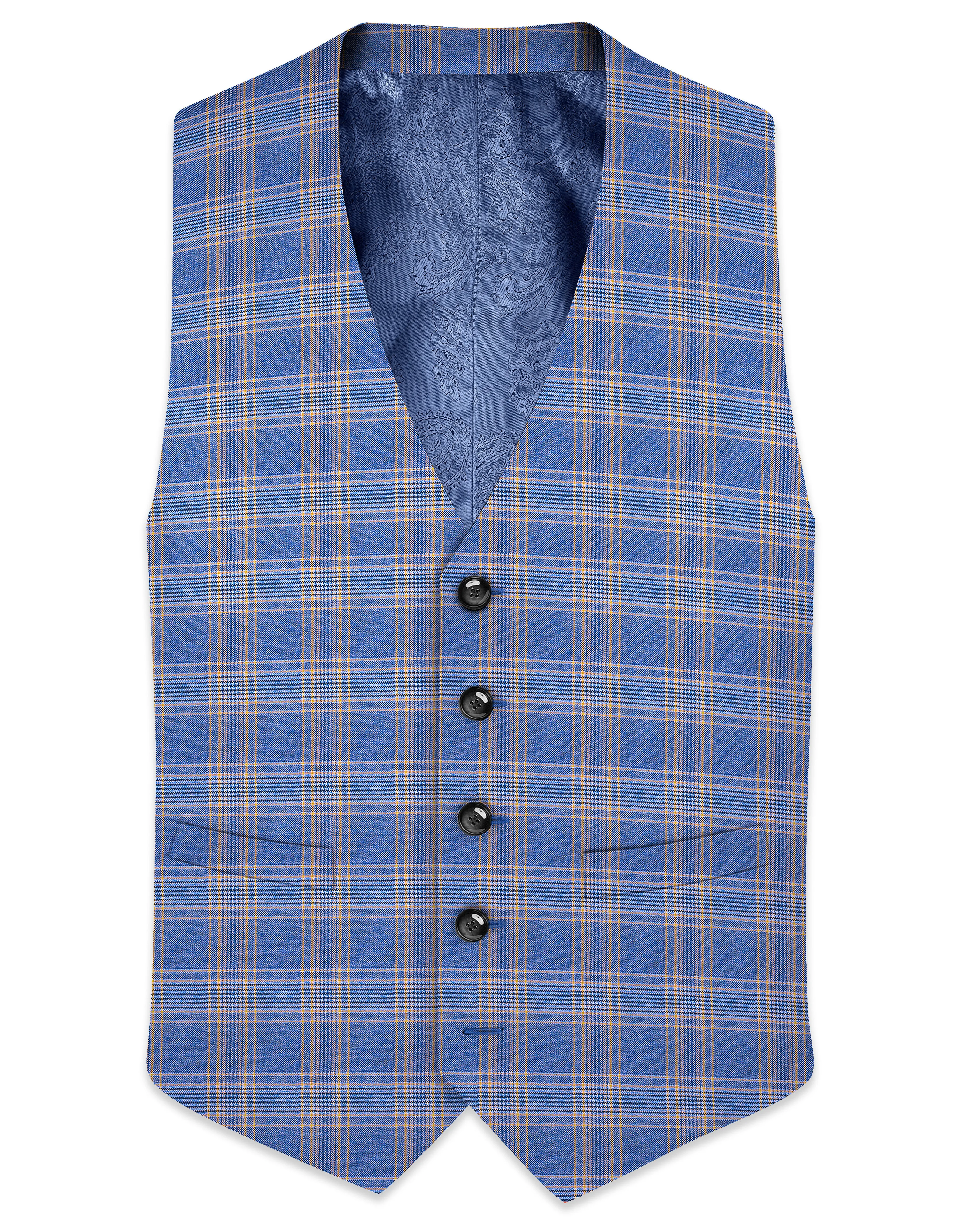 Waikawa Blue Plaid Wool Rich Waistcoat sold by French Crown
